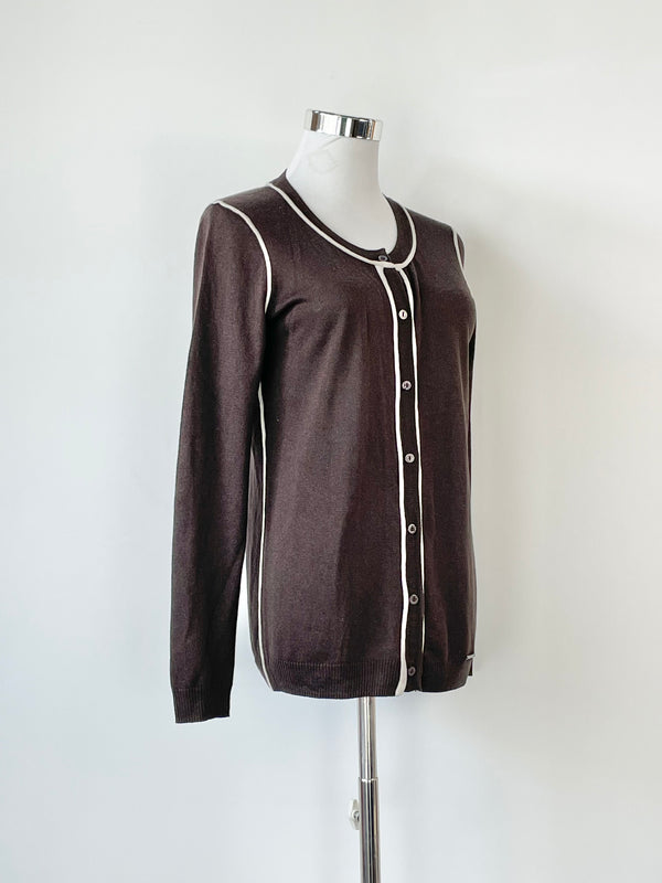 Silk & Cashmere Brown Blended Cardigan - S