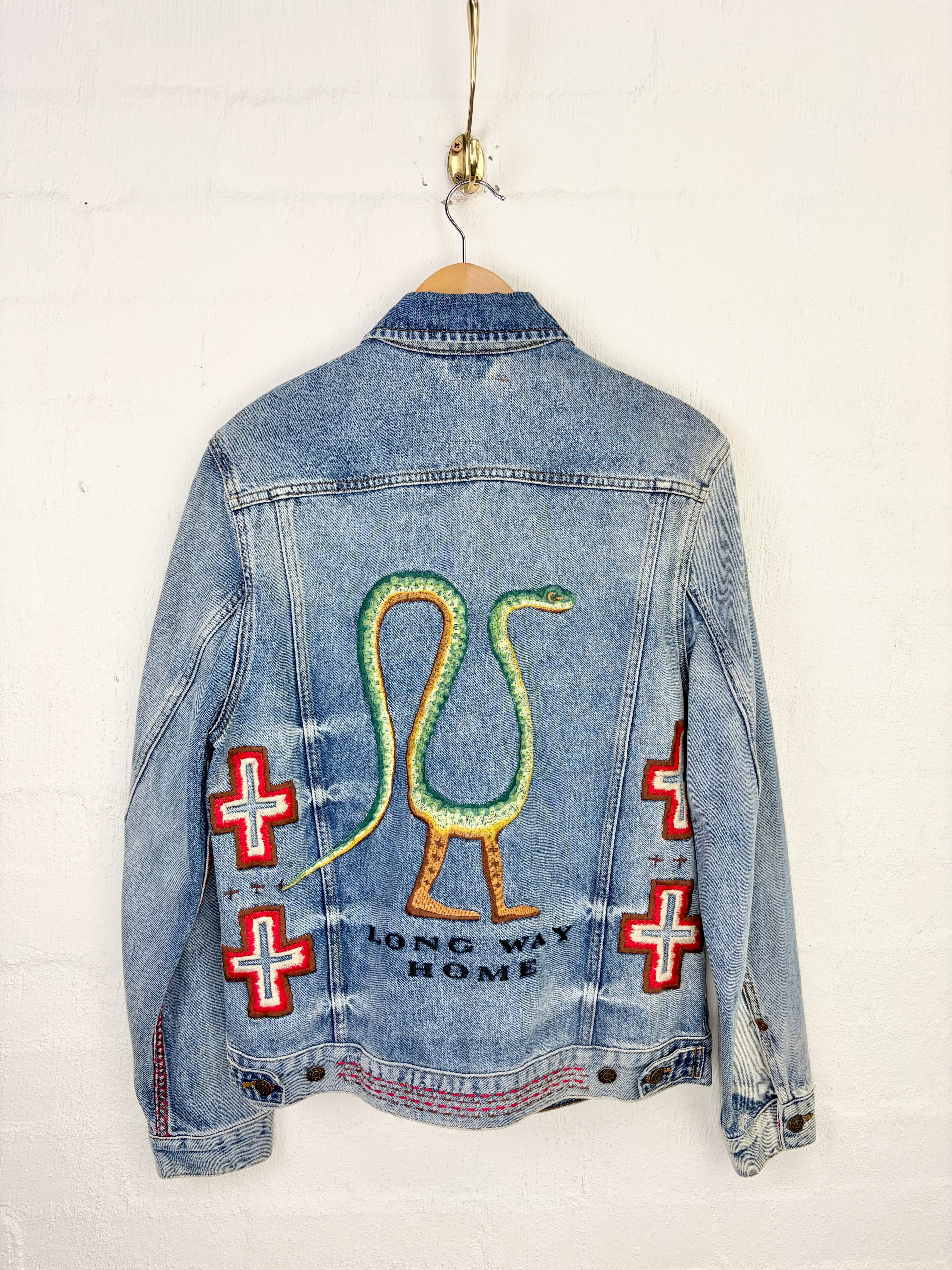 Deus Blue Denim 'Long Walk Home' Snake Patterned Jacket - L