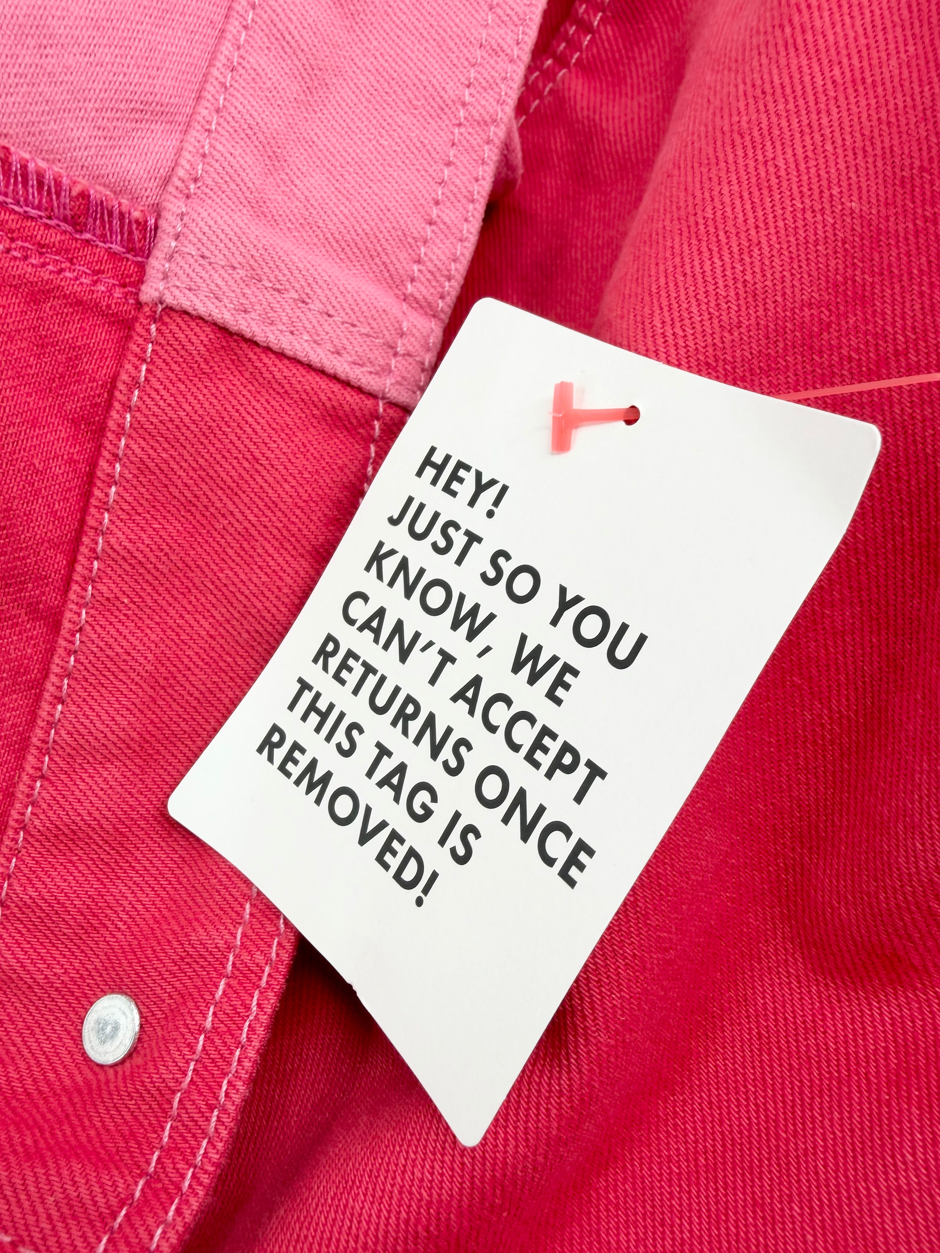 ASOS Denim Pink & Red Short Denim Overalls - AU6