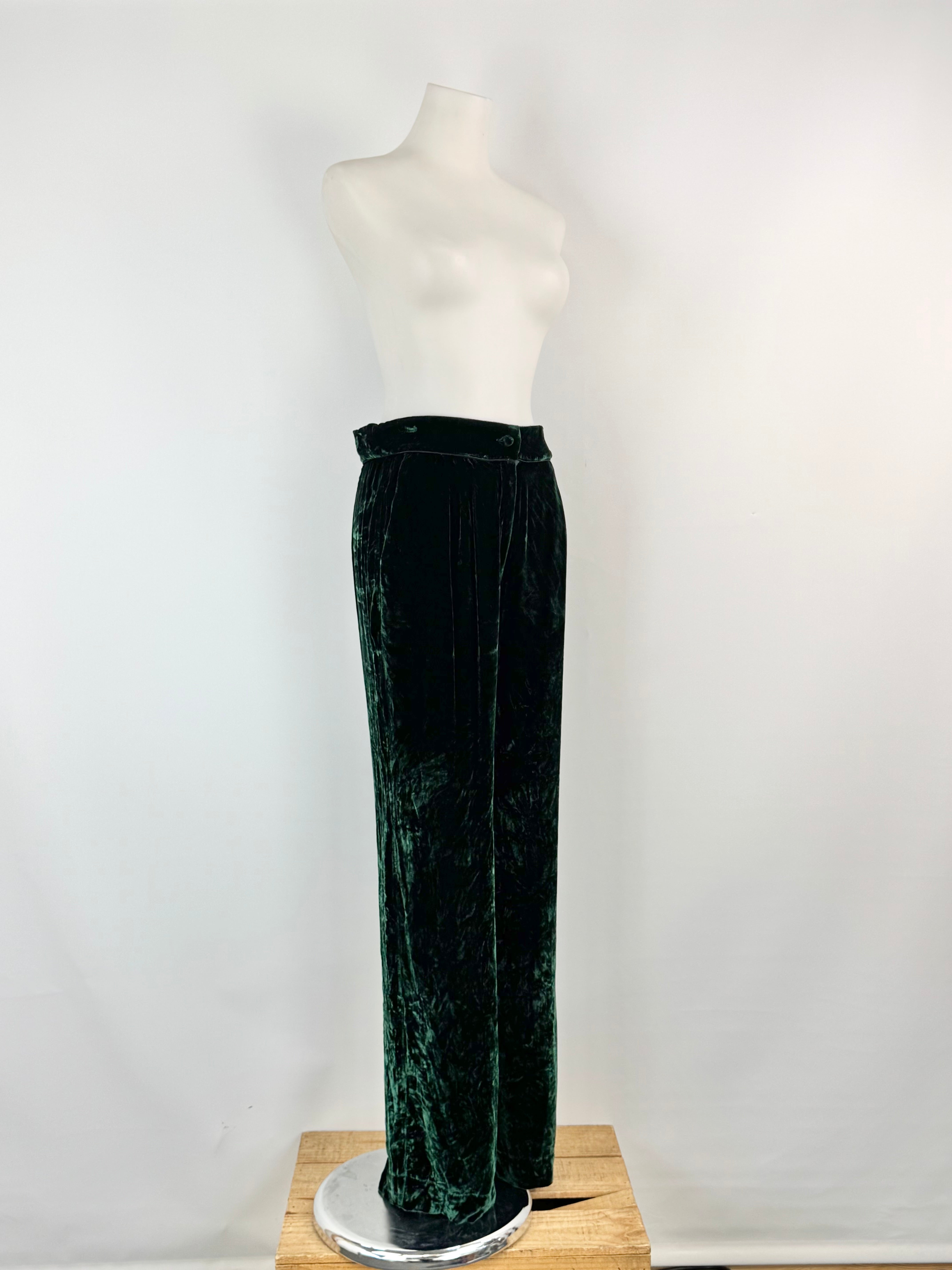 Sleep with Jacques Forest Green Crushed Velvet Slacks - AU8