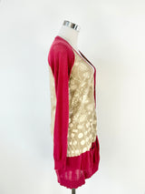 Kenzo Magenta & Taupe Contrast Cardigan - AU10