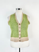 Hand Knitted Green & Taupe Vest - AU8