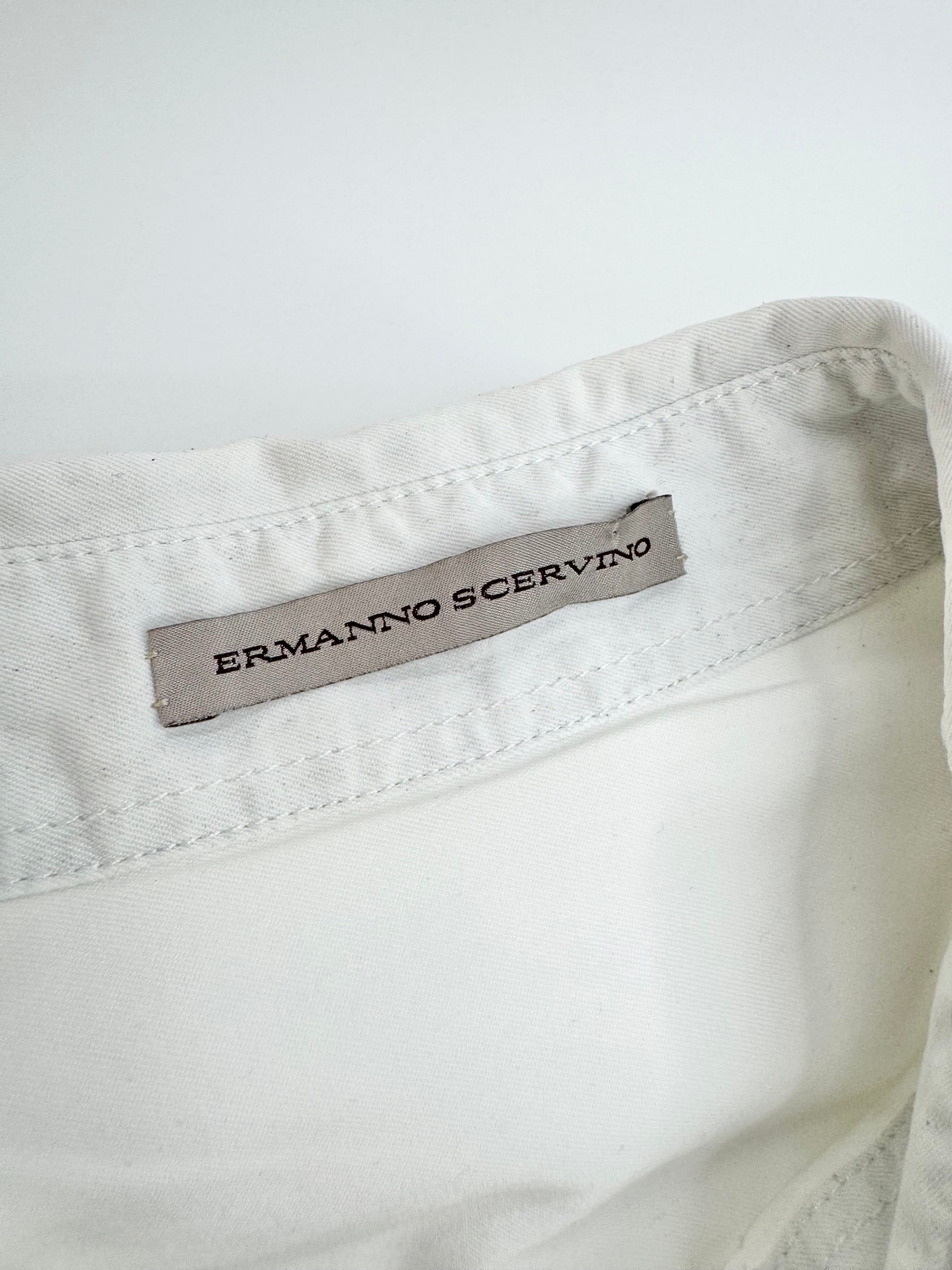 Ermanno Scervino Crisp Stud Embellished White Cotton Shirt - AU12/14