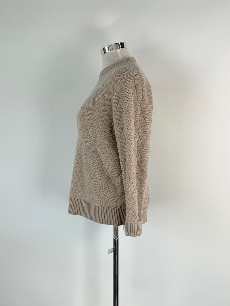 Guess Beige Knitted Wool-Blend Sweater - AU14/16