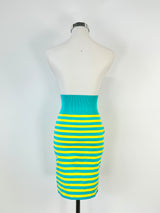 Moschino Couture! Yellow & Blue Striped Cotton Mini Skirt - AU8