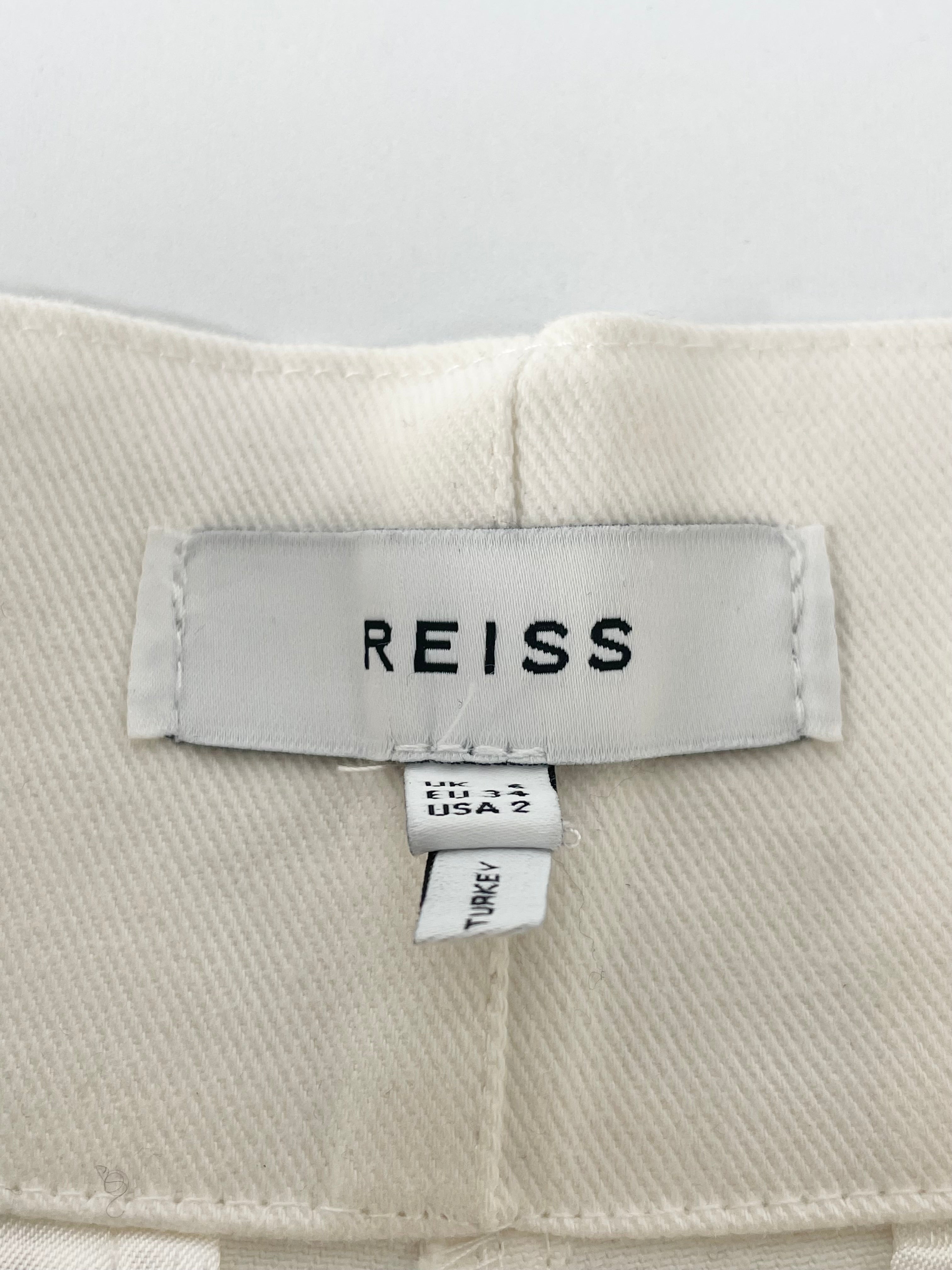 Reiss White Denim 'Serina' High-Waisted Cropped Jeans - AU6/8