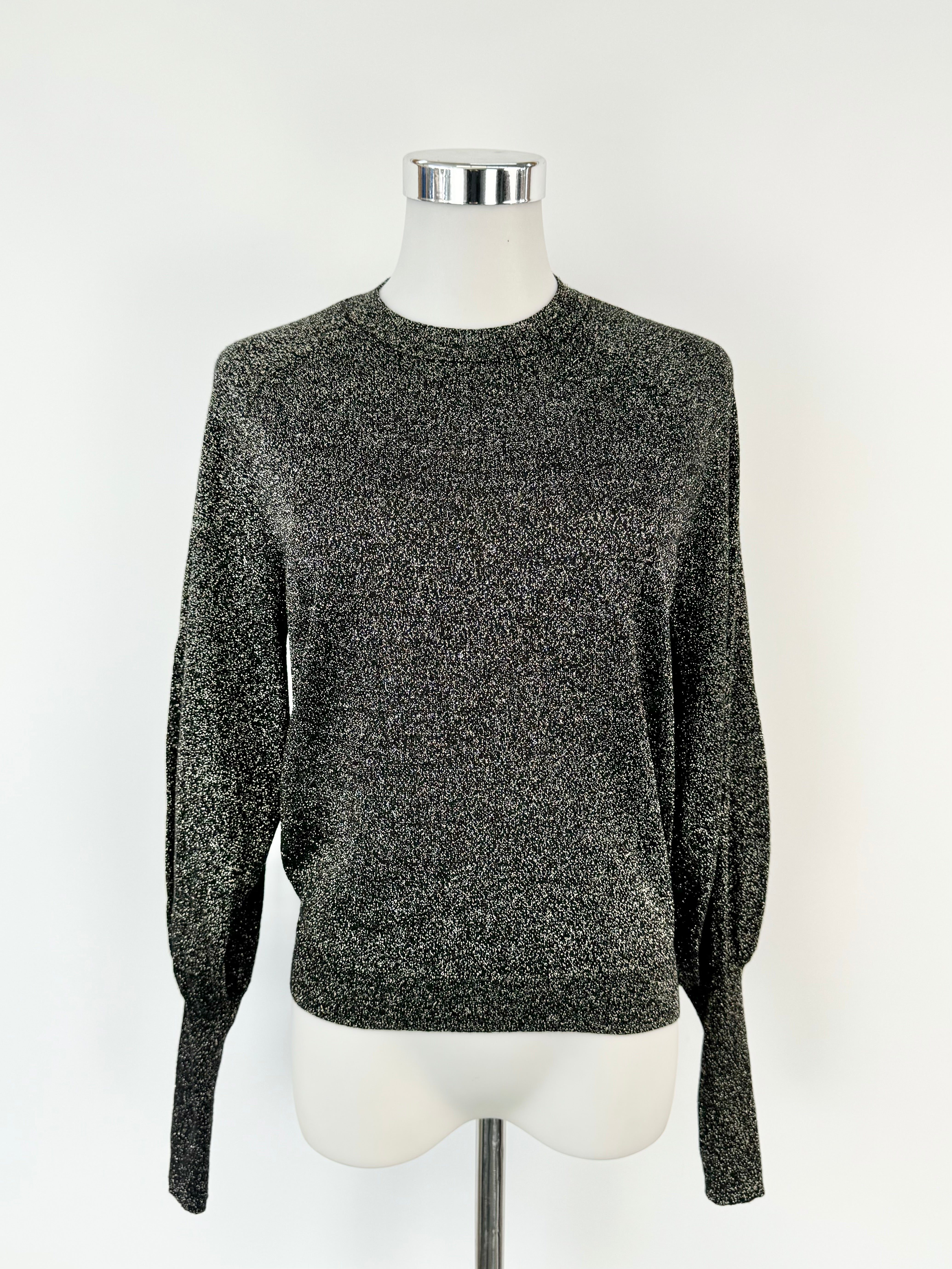Husk Black & Silver Lurex Crew Neck Jumper - AU8/10