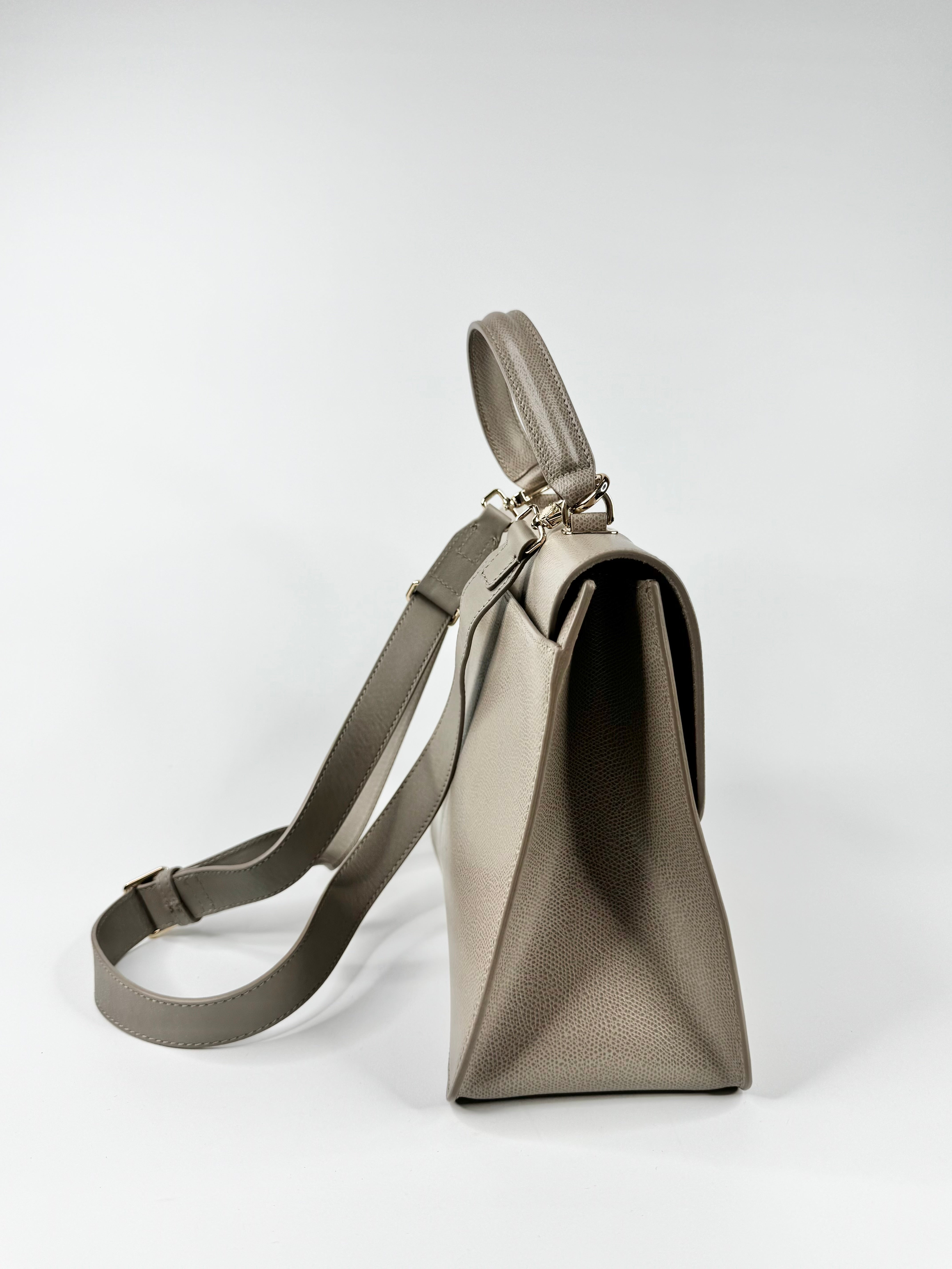 Furla Taupe Top-Handle Saffiano Leather Handbag