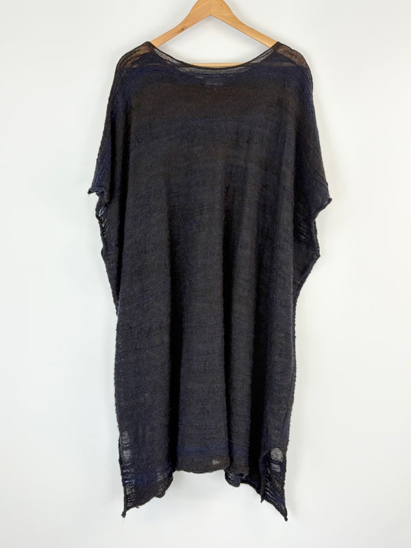 Eskandar Black Mohair & Merino Knit Poncho-Style Sweater - O/S
