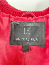 Unreal Fur Scarlet Red Faux-Fur Bomber Jacket - AU8