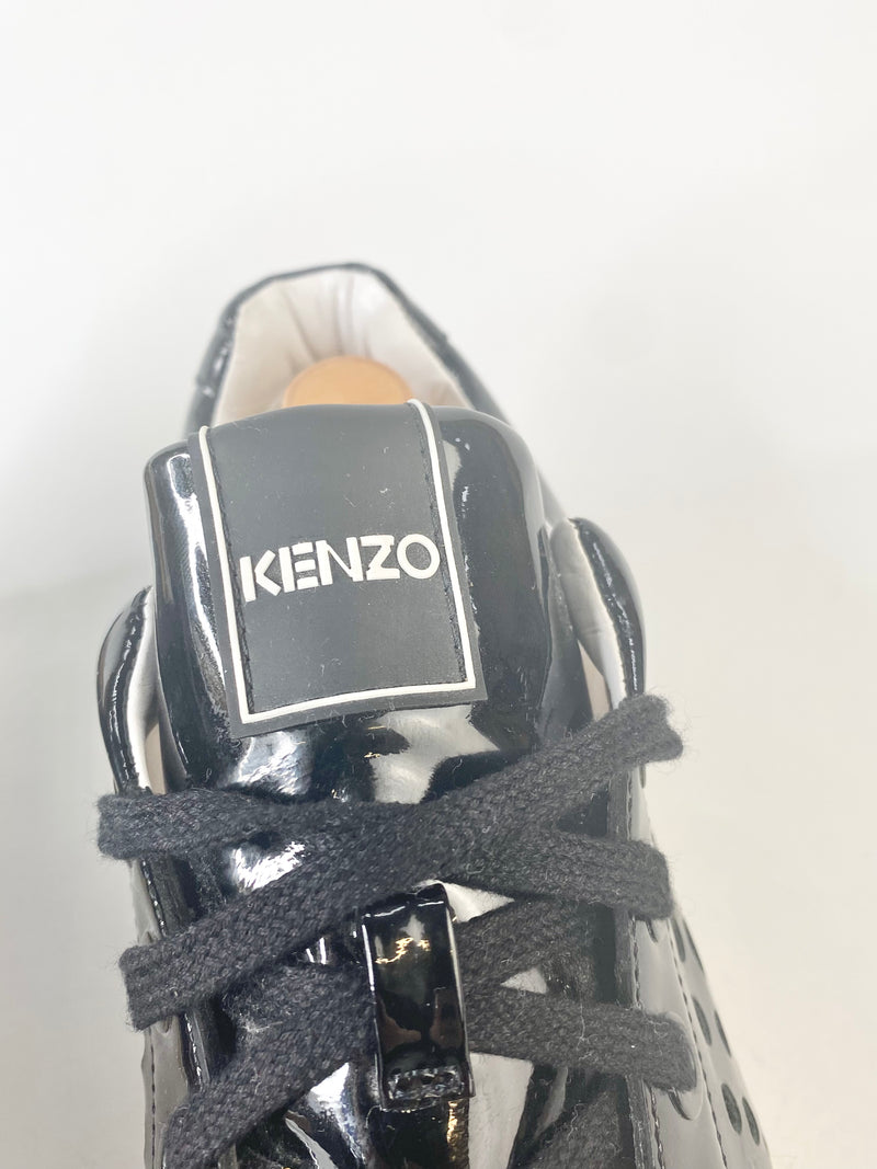 Kenzo Black Patent Leather Perforated Sneakers - EU40