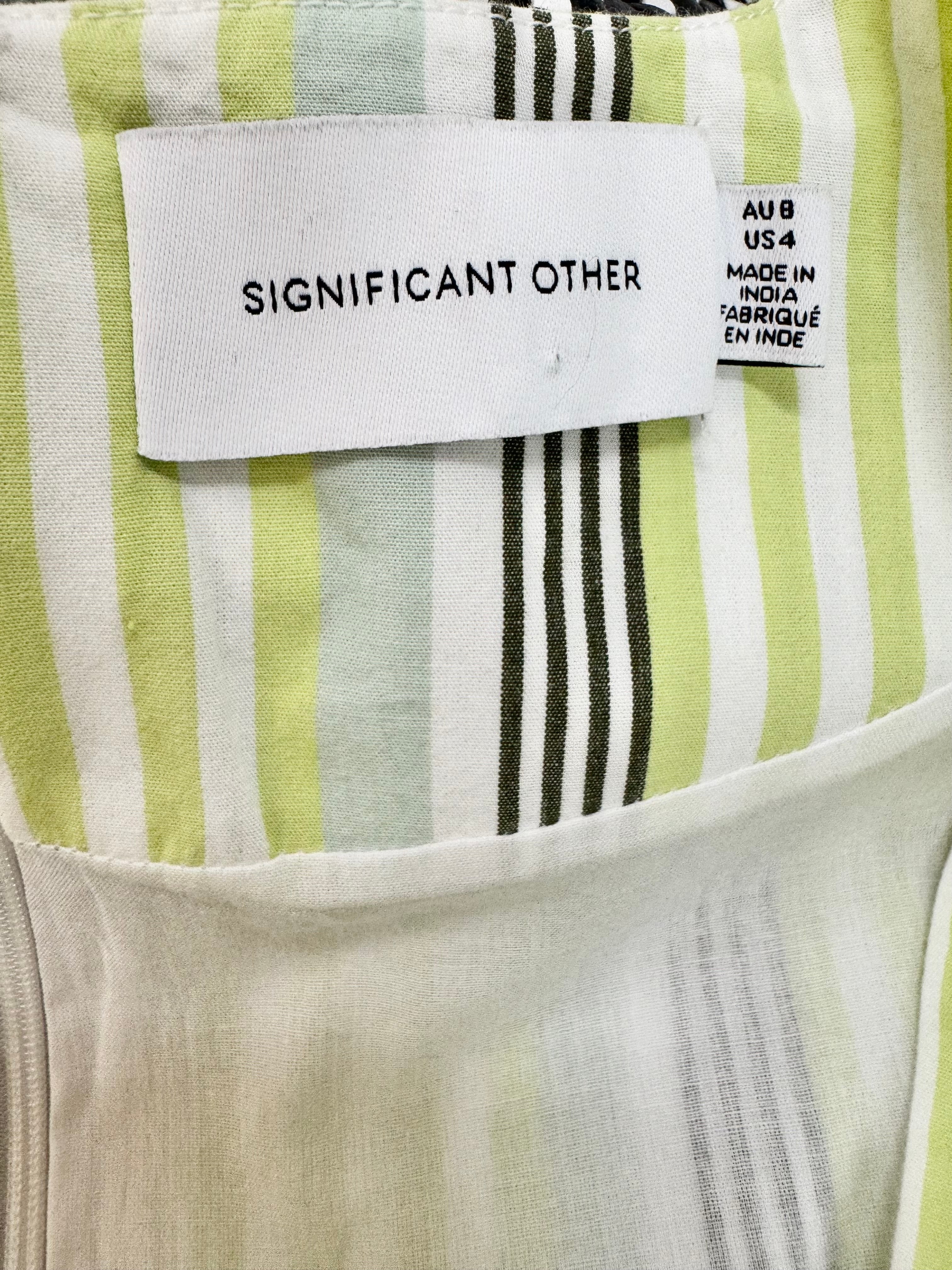 Significant Other Green Striped Cotton 'Nola' Cut Out Maxi Dress - AU8