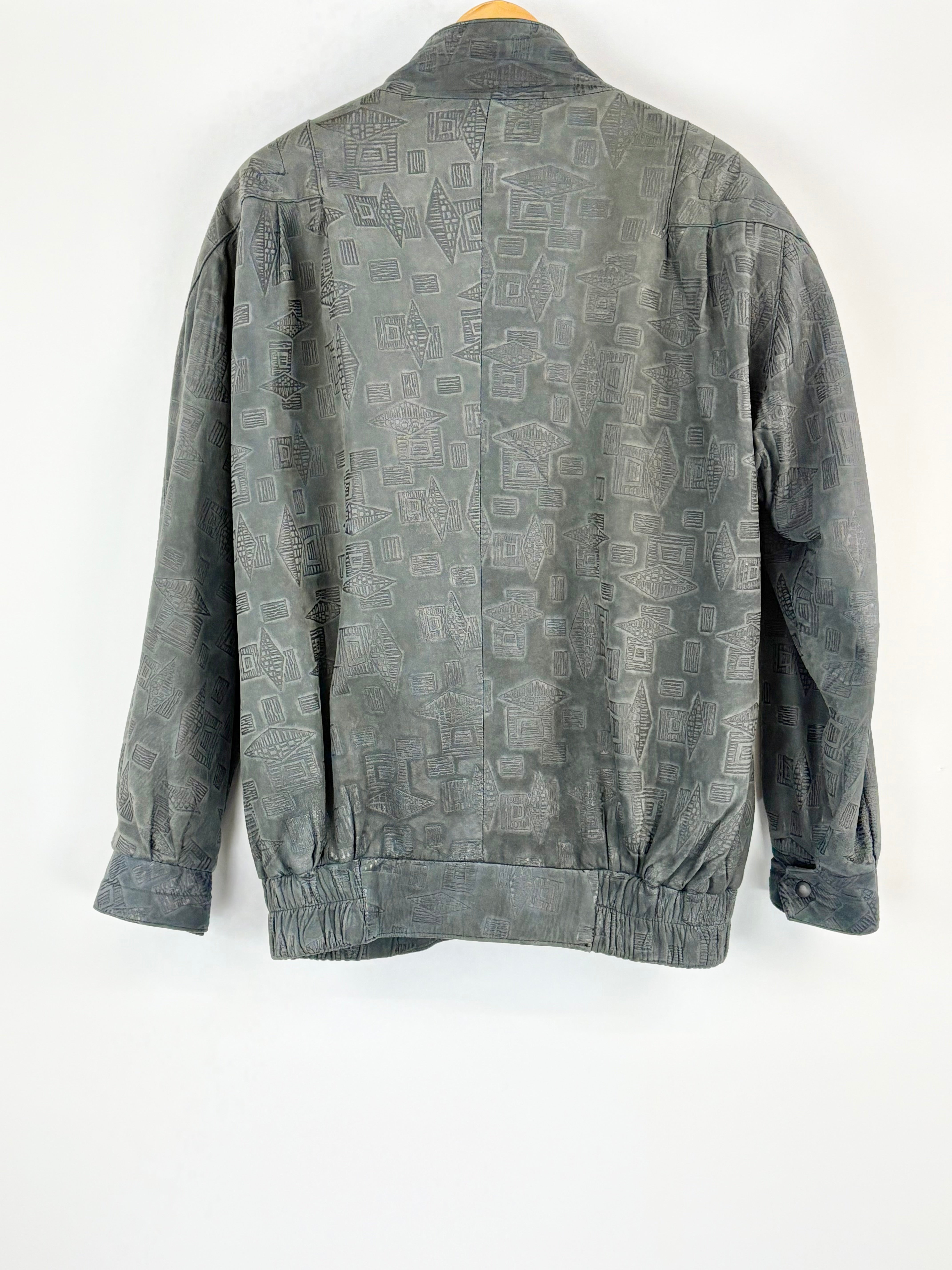 Creations Jez Vintage Oversized Tooled Leather Bomber Jacket - AU16/18