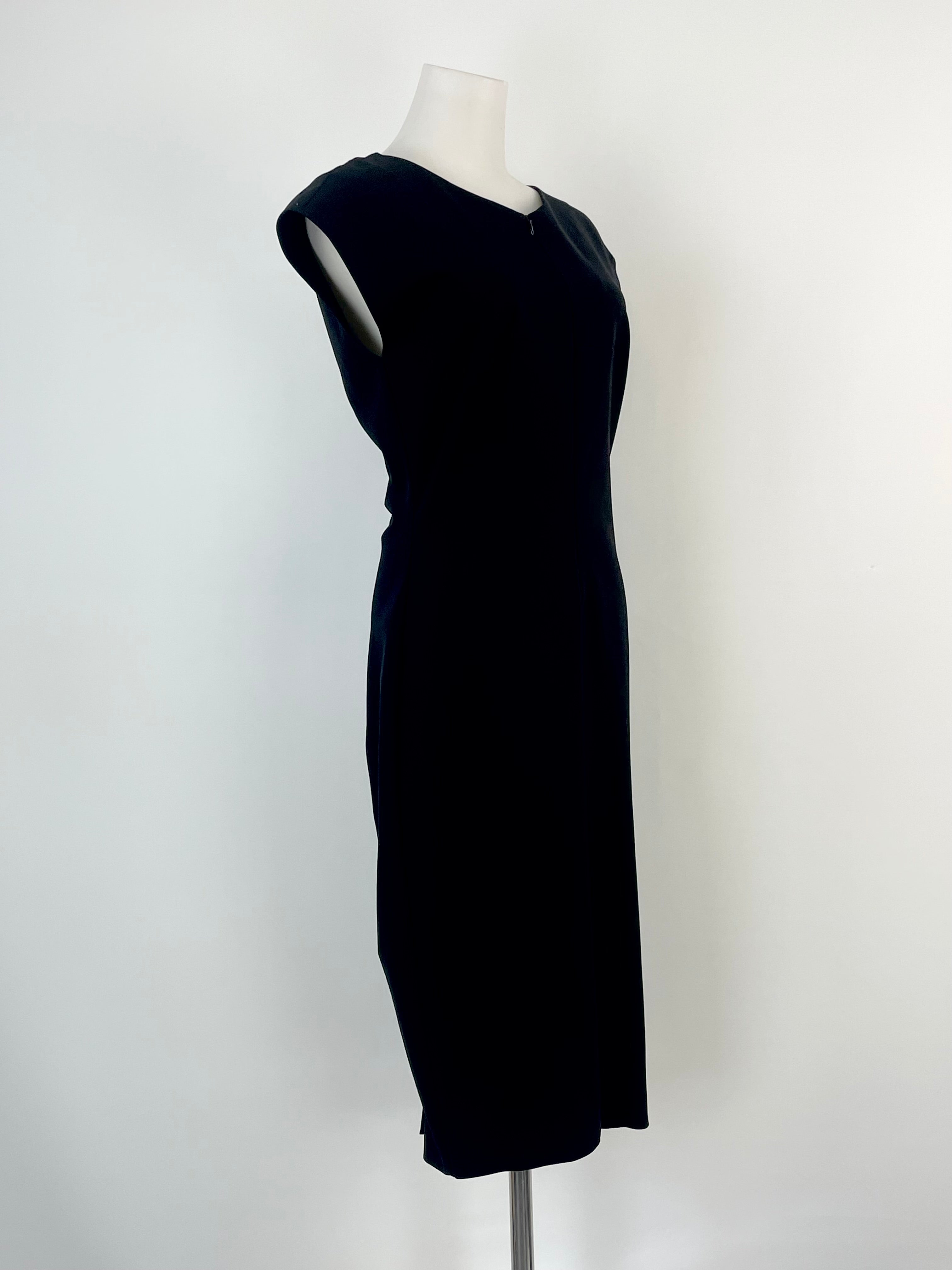 Escada Black Zip-Up Sheath Midi Dress - AU10
