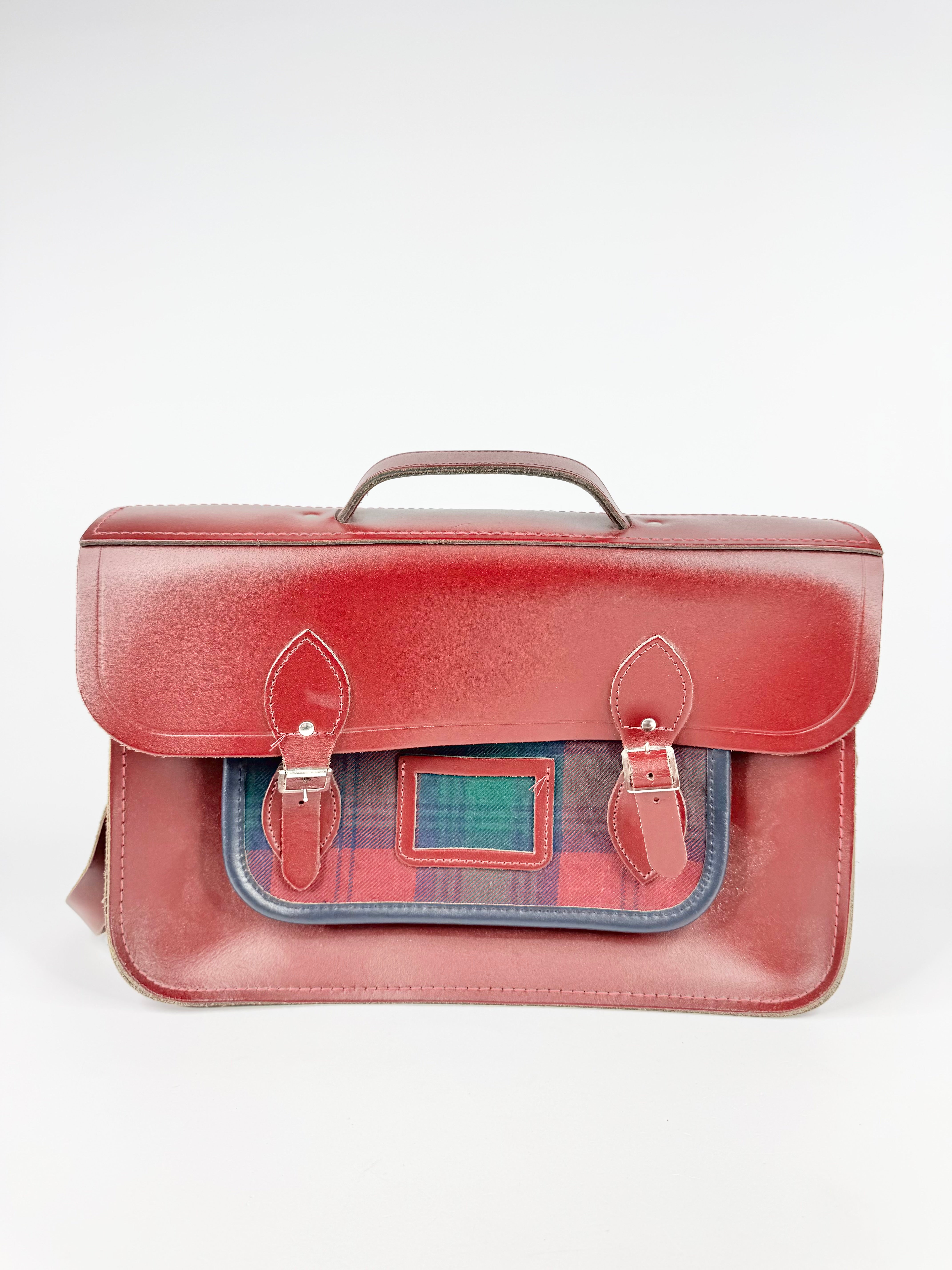 The Cambridge Satchel Company Oxblood Red & Tartan Contrast Messenger Bag