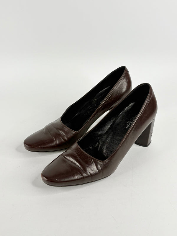 Calvin Klein Chocolate Brown Leather Pumps - EU39