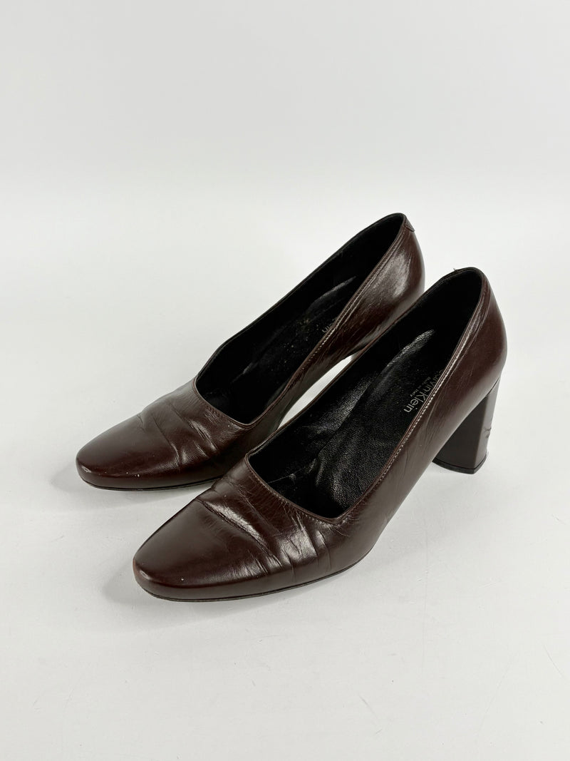 Calvin Klein Chocolate Brown Leather Pumps - EU39