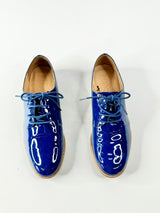 Elk Prussian Blue Patent Leather Lace Ups - EU36