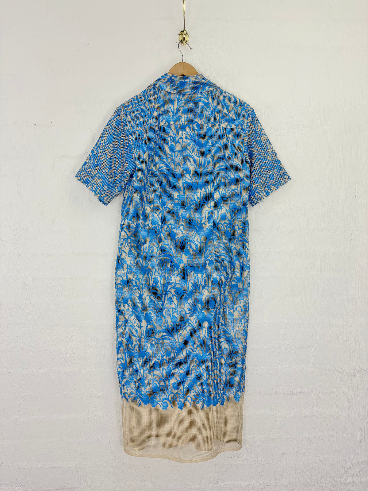 Lee Mathews Lapis & Beige 'Net Rayne' Midi Dress - AU10/12