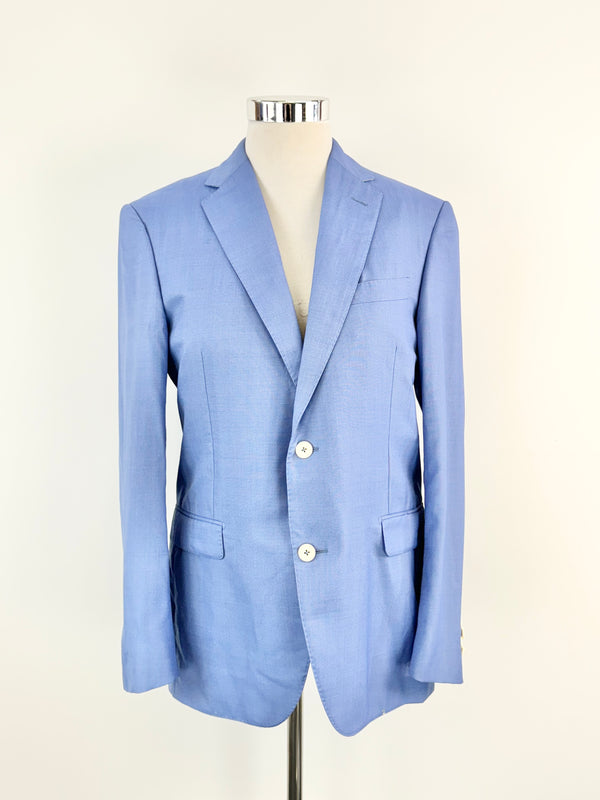 Paul Zileri Cornflower Blue Wool & Silk Blazer - 52R