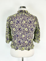 Moss & Spy Lichen Green & Violet Lace Button Up Top - AU10