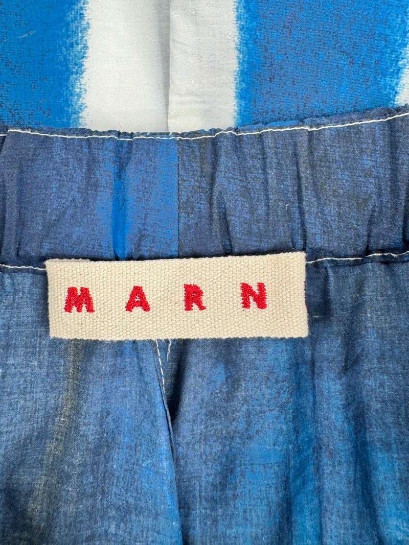Marni 'Dripping Daisy' Balloon Royal Blue & White Skirt - AU10