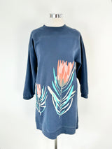 Dana Kinter x Gorman Navy Blue Botantical Embroidered Sweater Dress - AU14