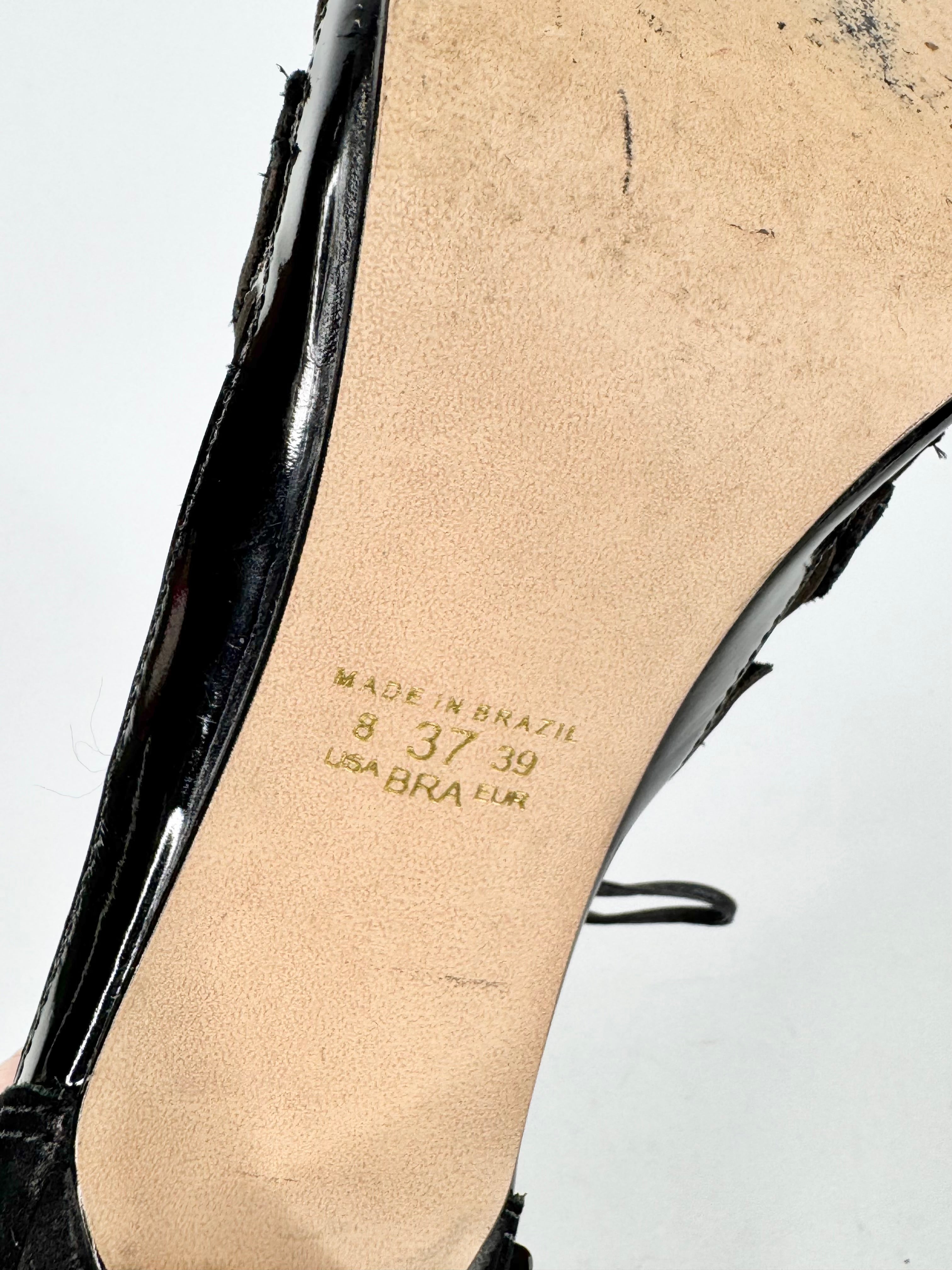 Nina Armando Black Peep Toe Mesh Stilettos - EU37
