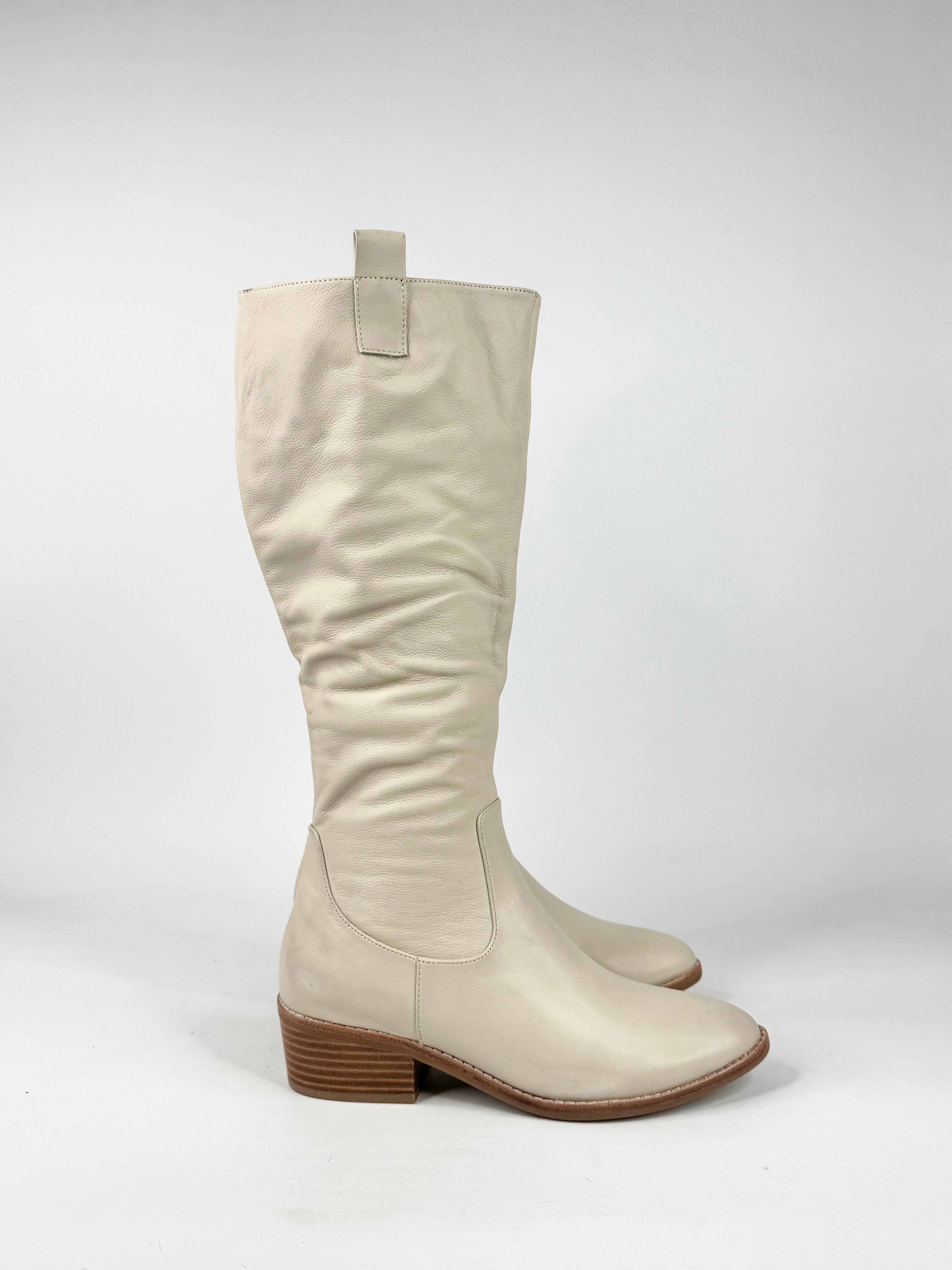 MFW Diana Ferrari Giddy Oatmilk Leather Knee High Boots - EU38