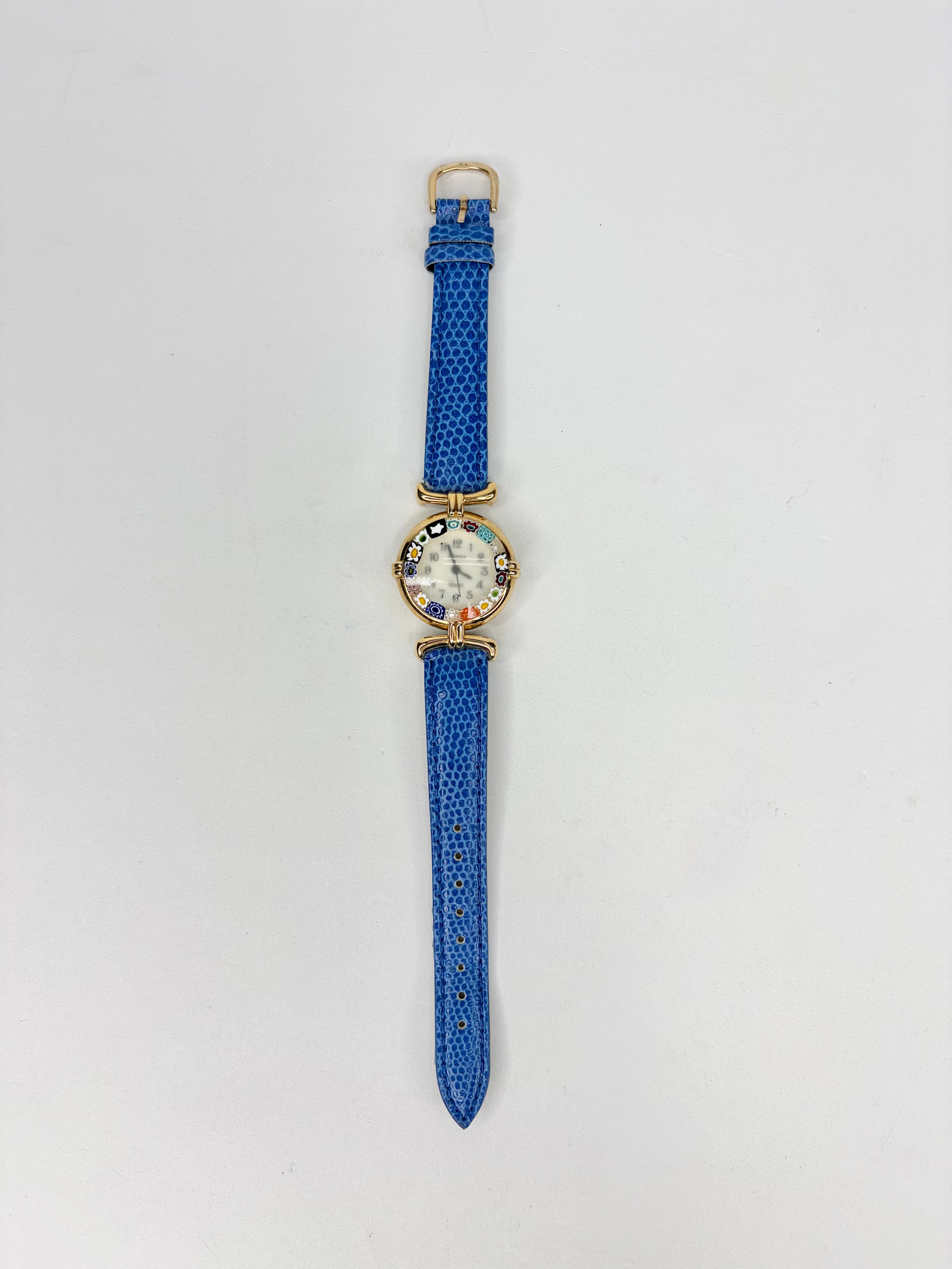 Murano Millefiori Embellished Blue Strap Watch