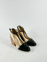 Chloe Soft Beige & Black Block Heels - EU38