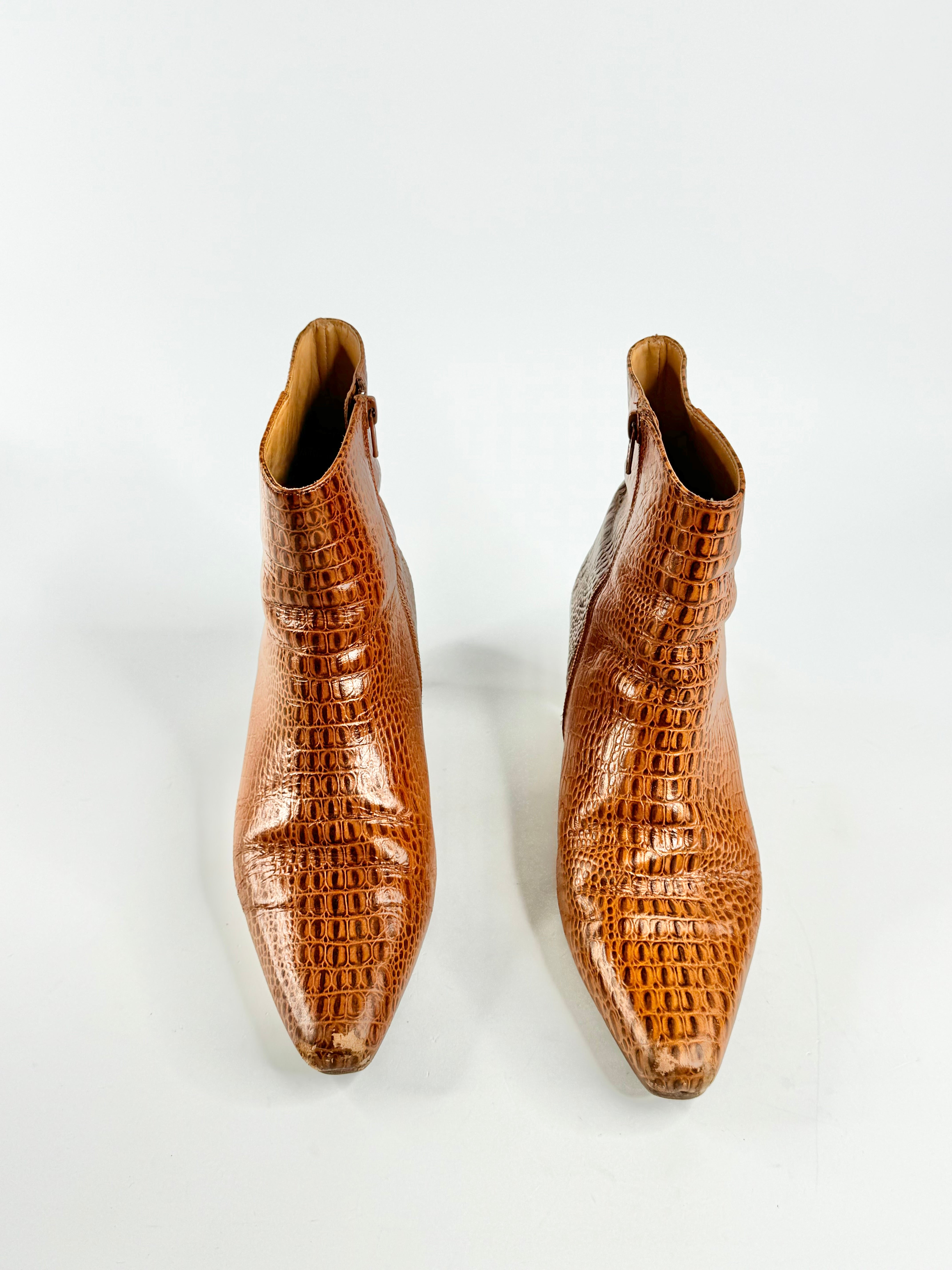 Bared Tan Reptile Ankle Boots - EU38