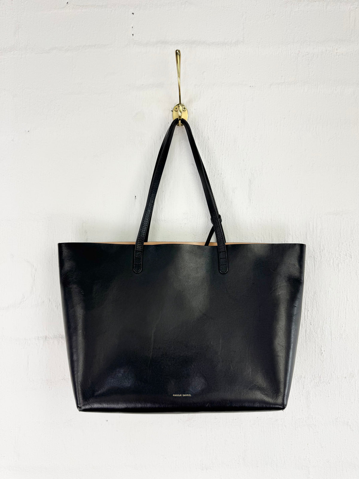 Mansur Gavriel Large Leather Tote Bag with Cosmetics Pouch