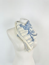Jacqmar Cream & Blue Paisley Silk Scarf