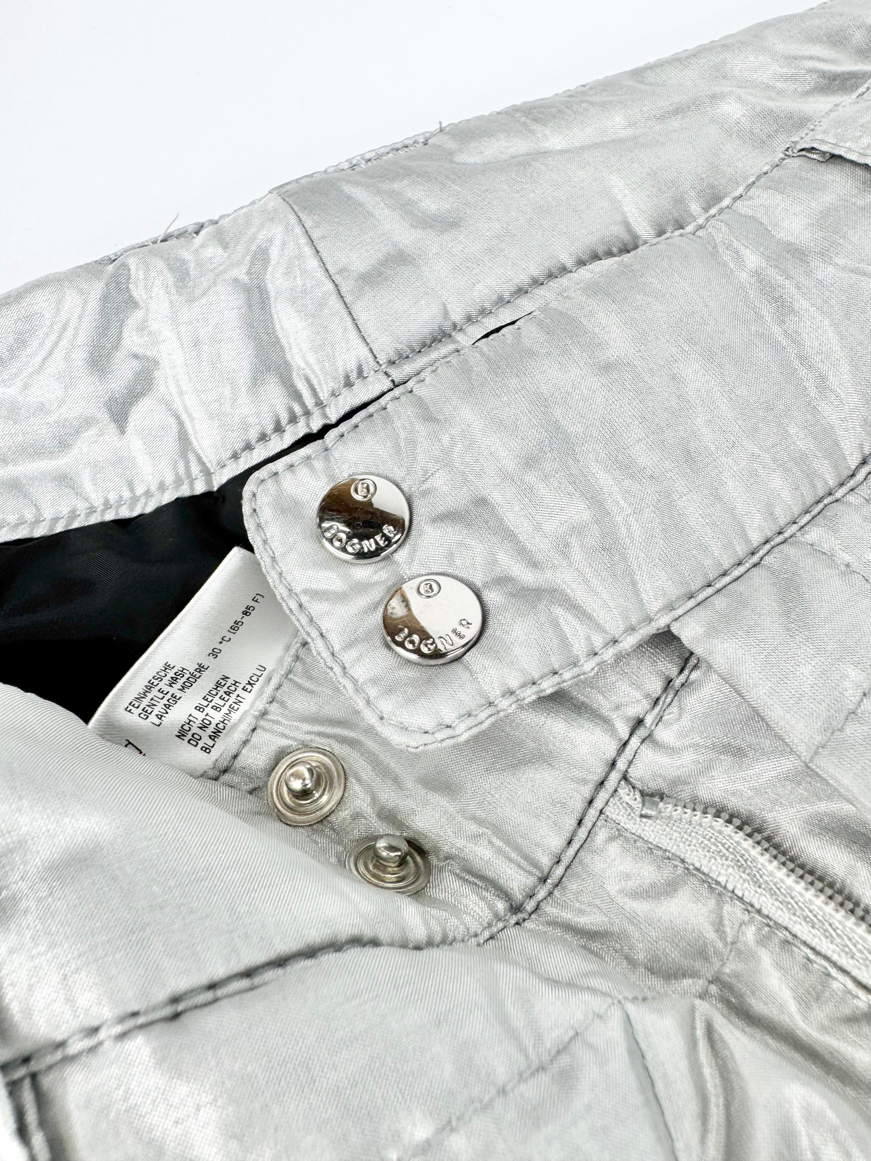 Bogner Metallic Silver Grid Quilted Slacks - AU10