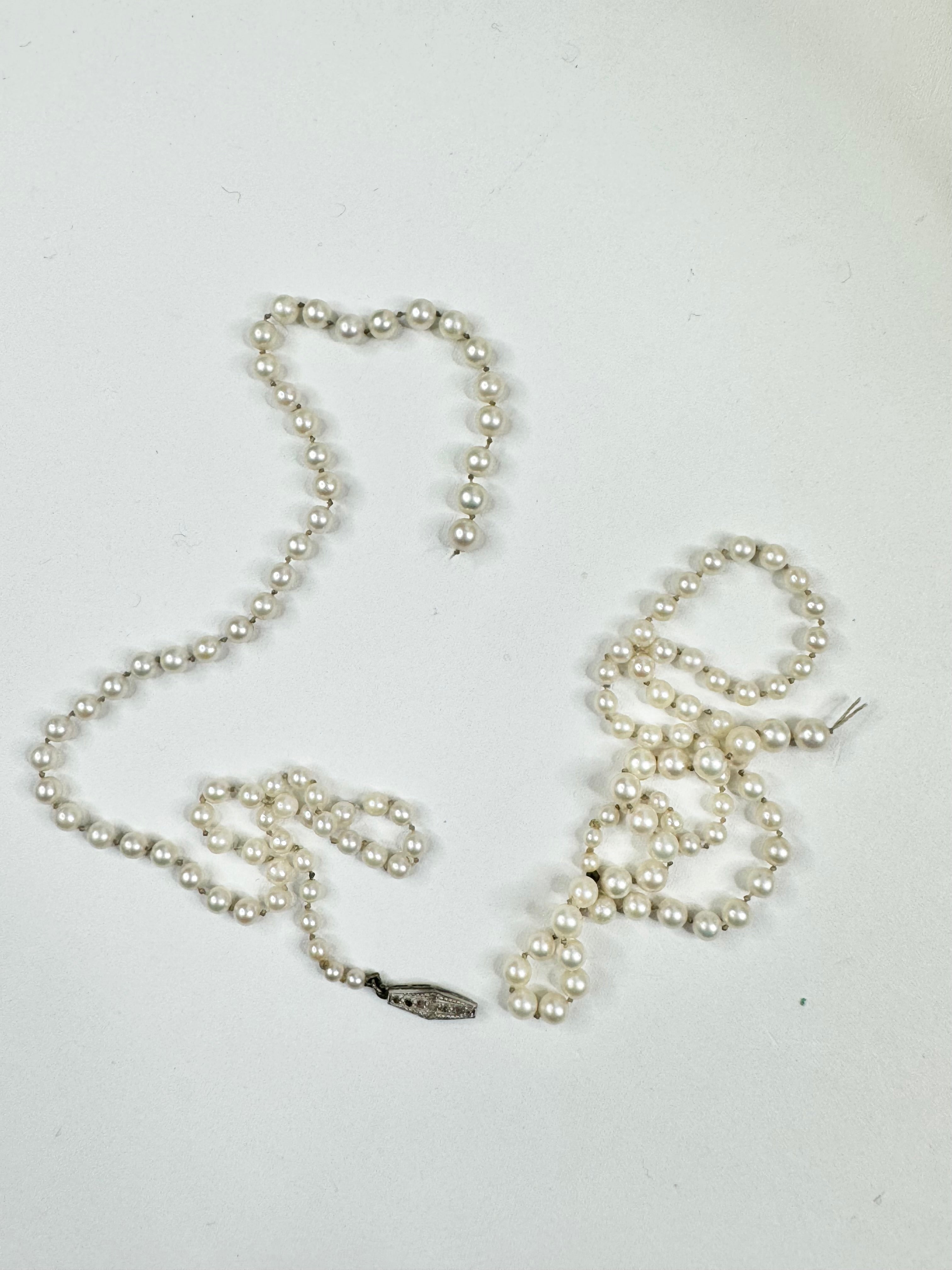 Vintage Silver Art Deco & Freshwater Pearl Necklace - as is