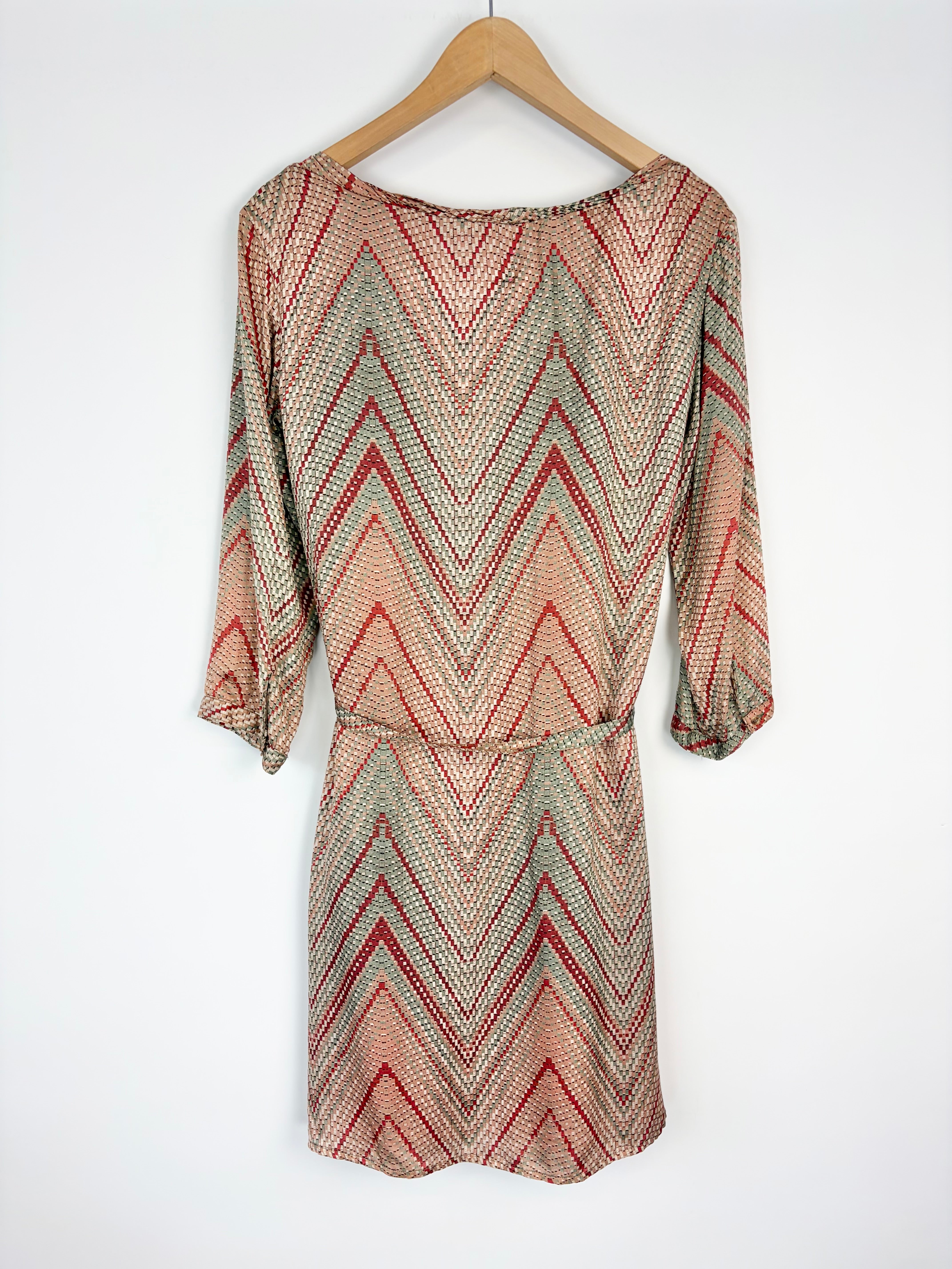 No-Lita Dusty Rose Chevron Patterned 'Cicely' Tunic Dress NWT - AU12