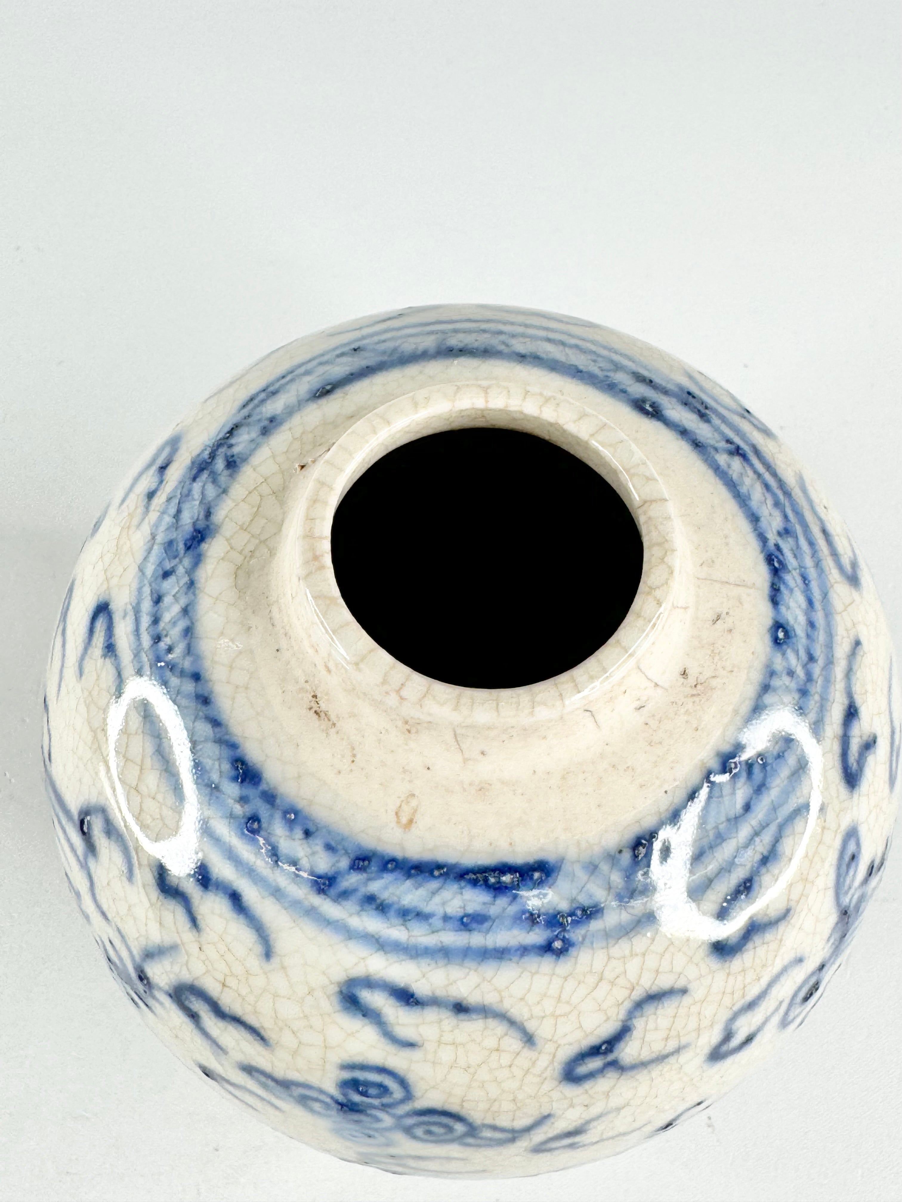 Antique Qing Cobalt Blue Hand Painted Jar