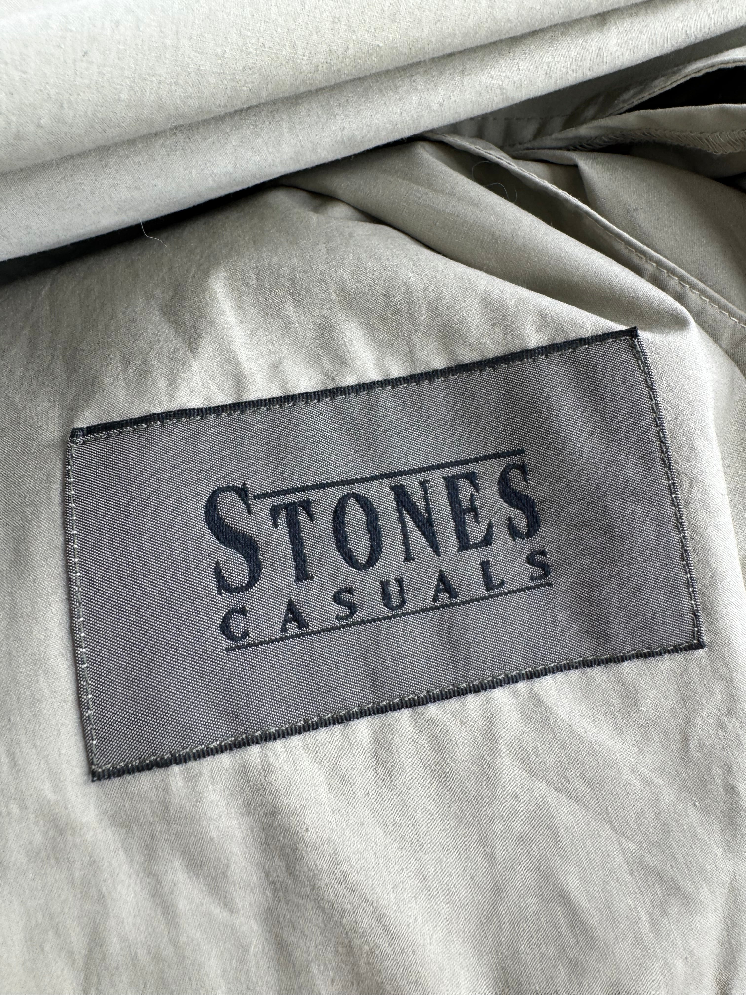 Vintage Stones Casual Grey Beige Trench Coat - XL