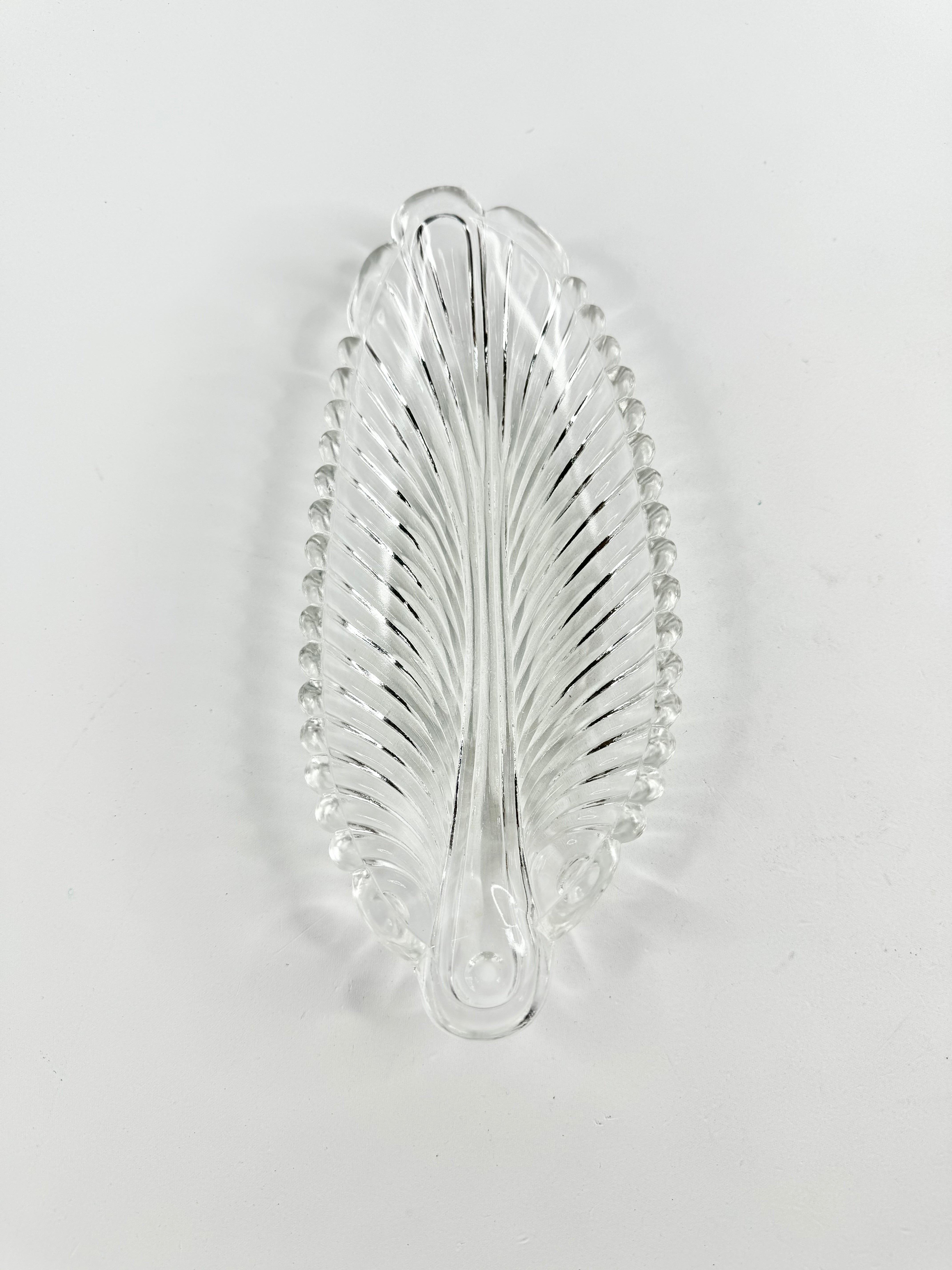 Vintage Leaf Shaped Glass Dish