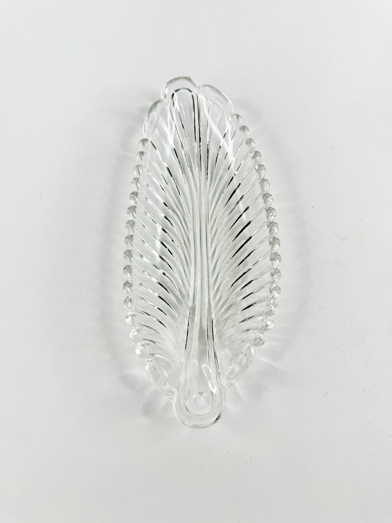 Vintage Leaf Shaped Glass Dish