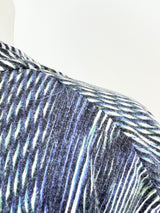Halston Heritage Blue Striped Cowl Neck Midi Dress- AU8