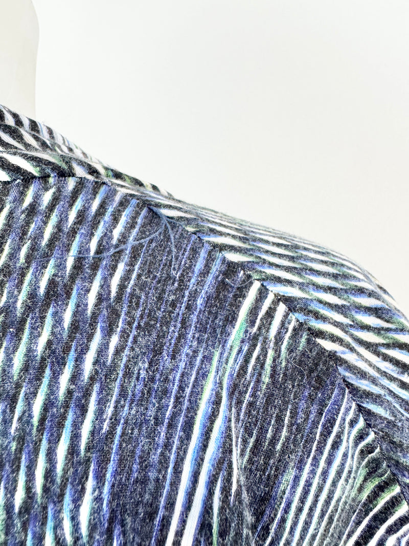 Halston Heritage Blue Striped Cowl Neck Midi Dress- AU8