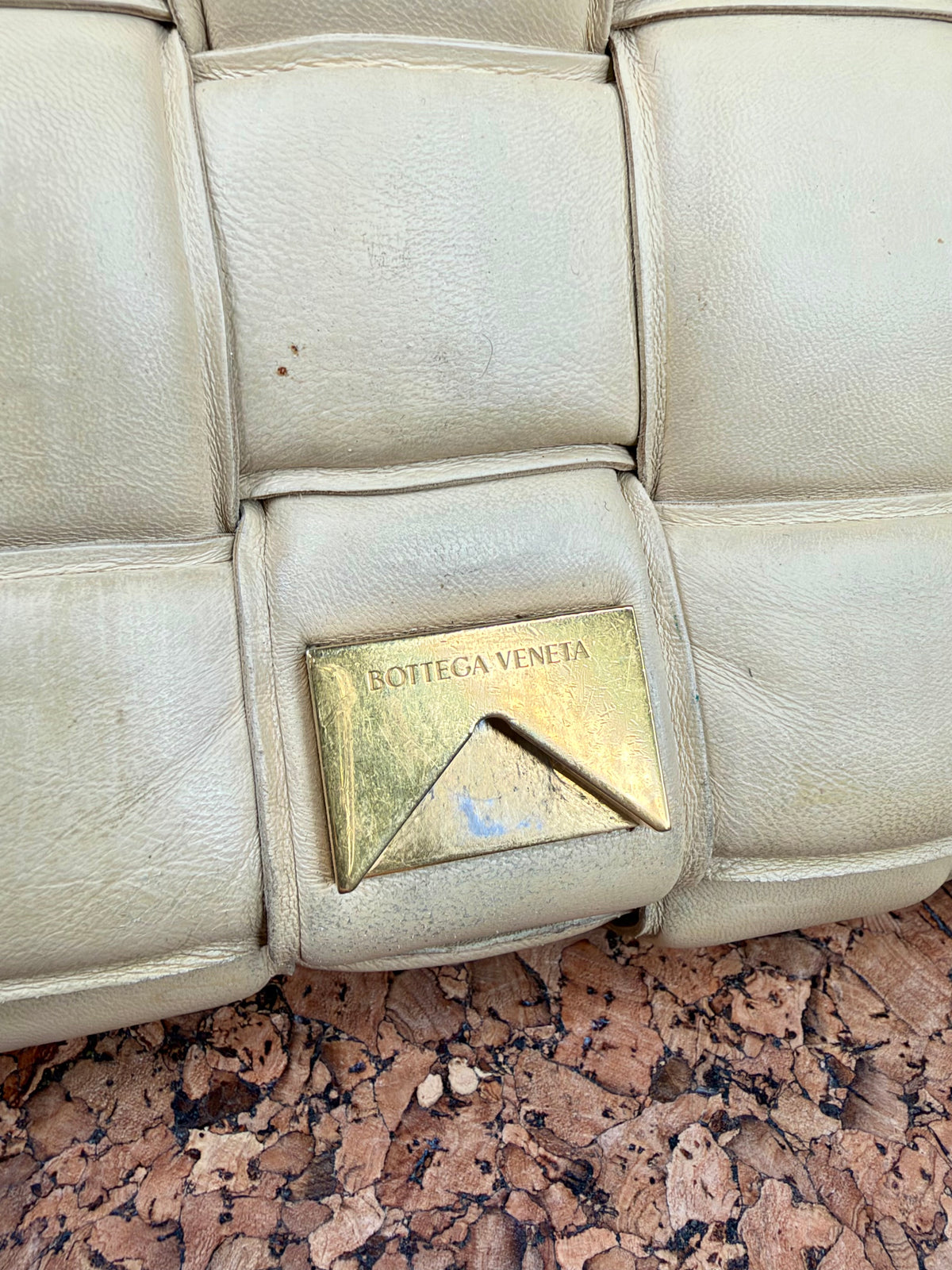 Bottega Veneta Chain Cassette Bag in Porridge & Gold