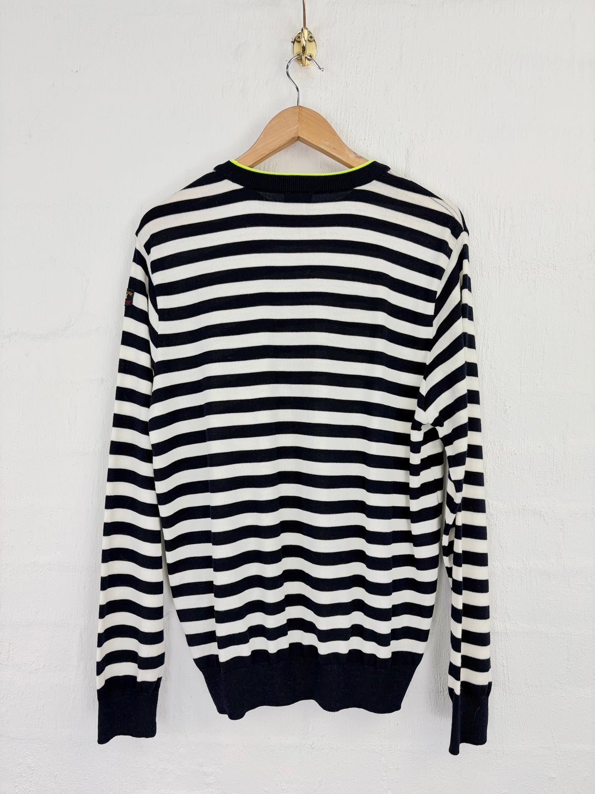 Paul & Shark Navy & White Rugby Stripe Fine Wool Sweater - L