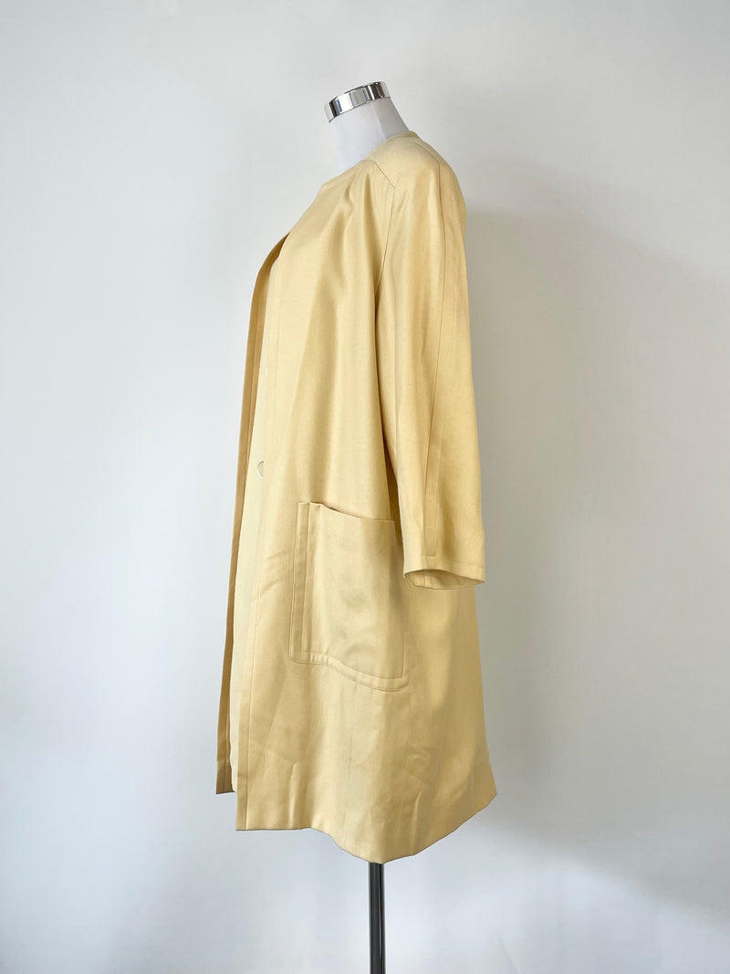Vintage 80s Givenchy Boutiques Pastel Yellow Dress & Coat - AU10