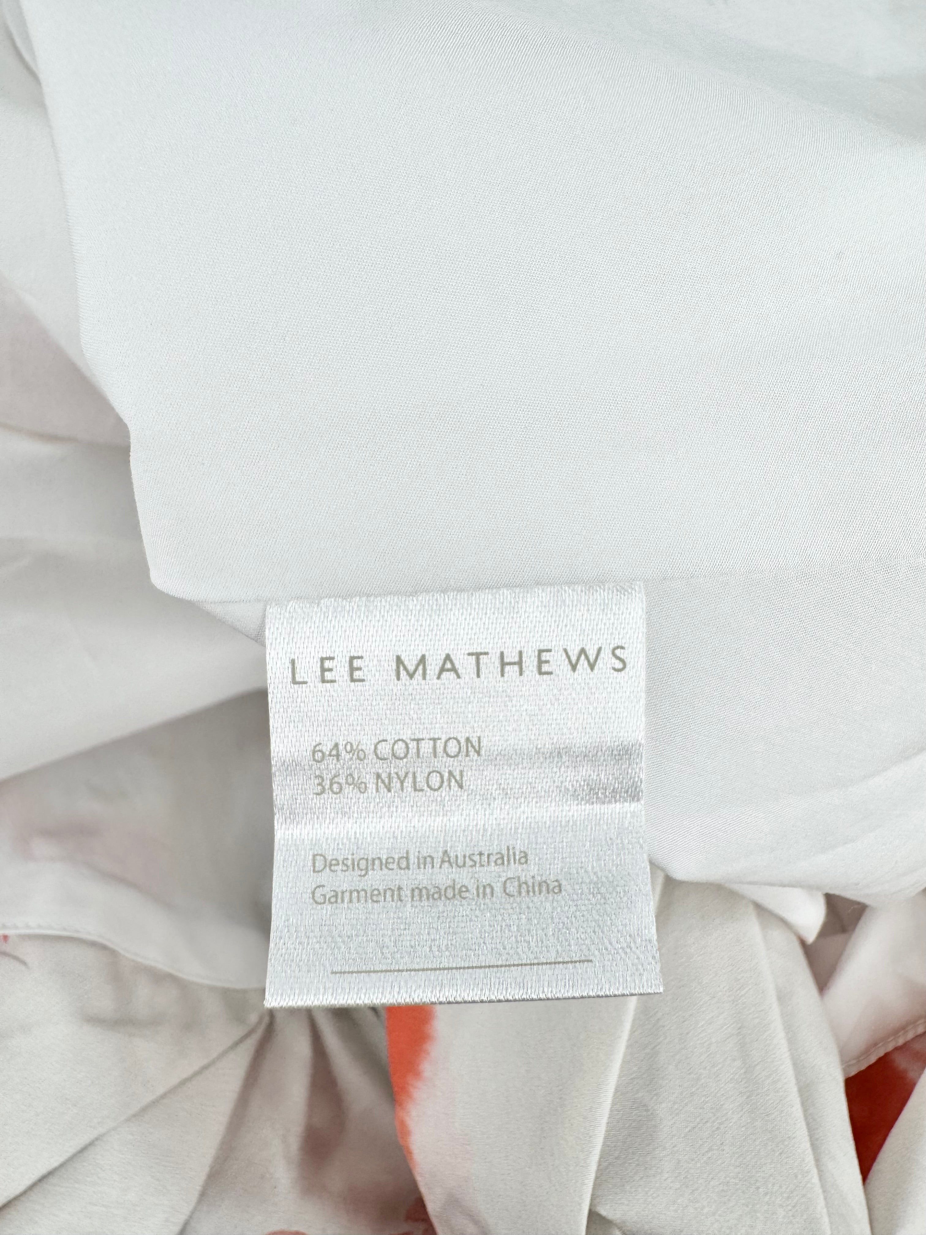 Lee Mathews White Watercolour Flour Patterned 'Fleur' Bubble Skirt NWT - AU10