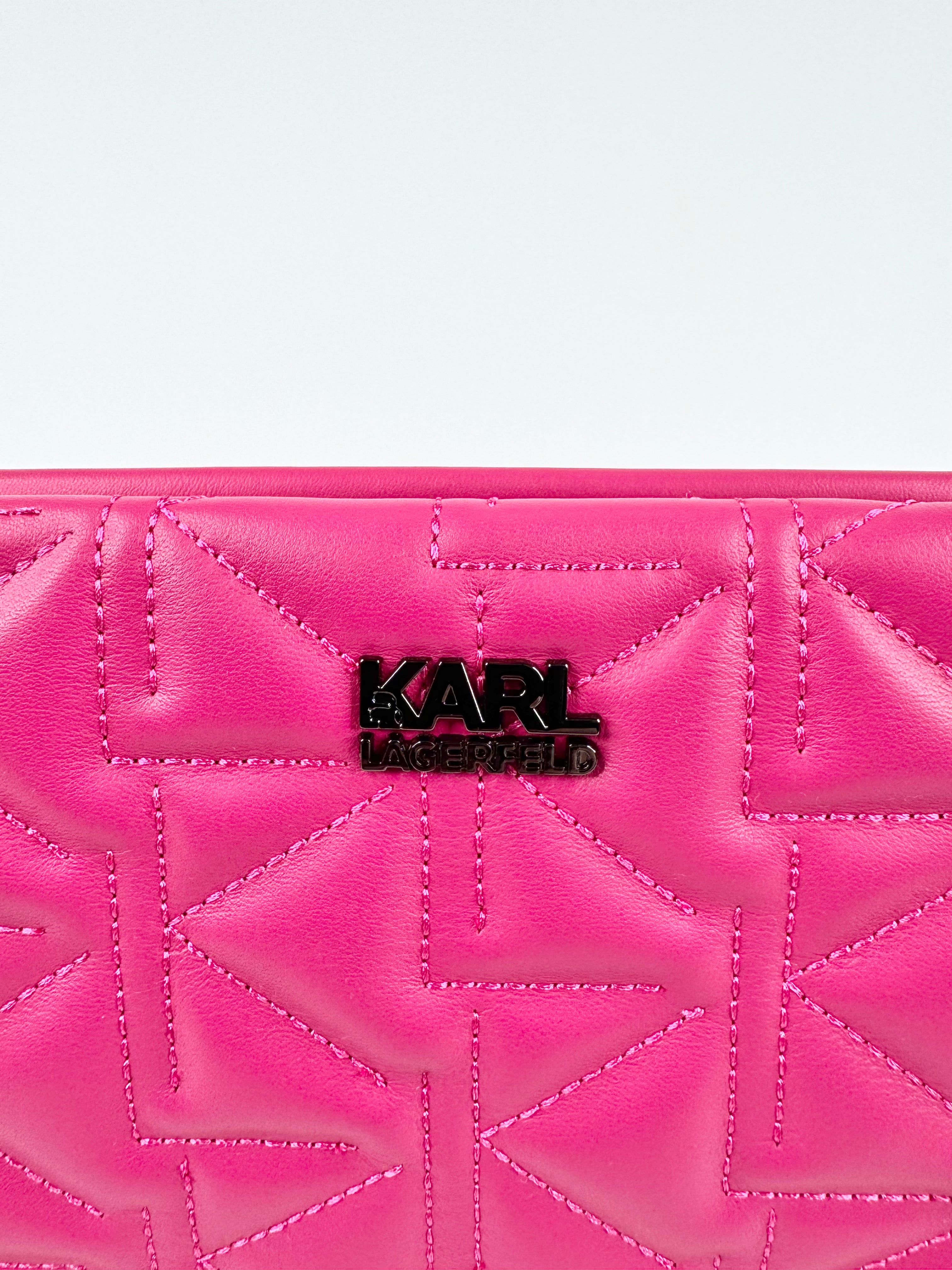 Karl Lagerfeld Hot Pink Quilted 'K/Kurl' Clutch NWT