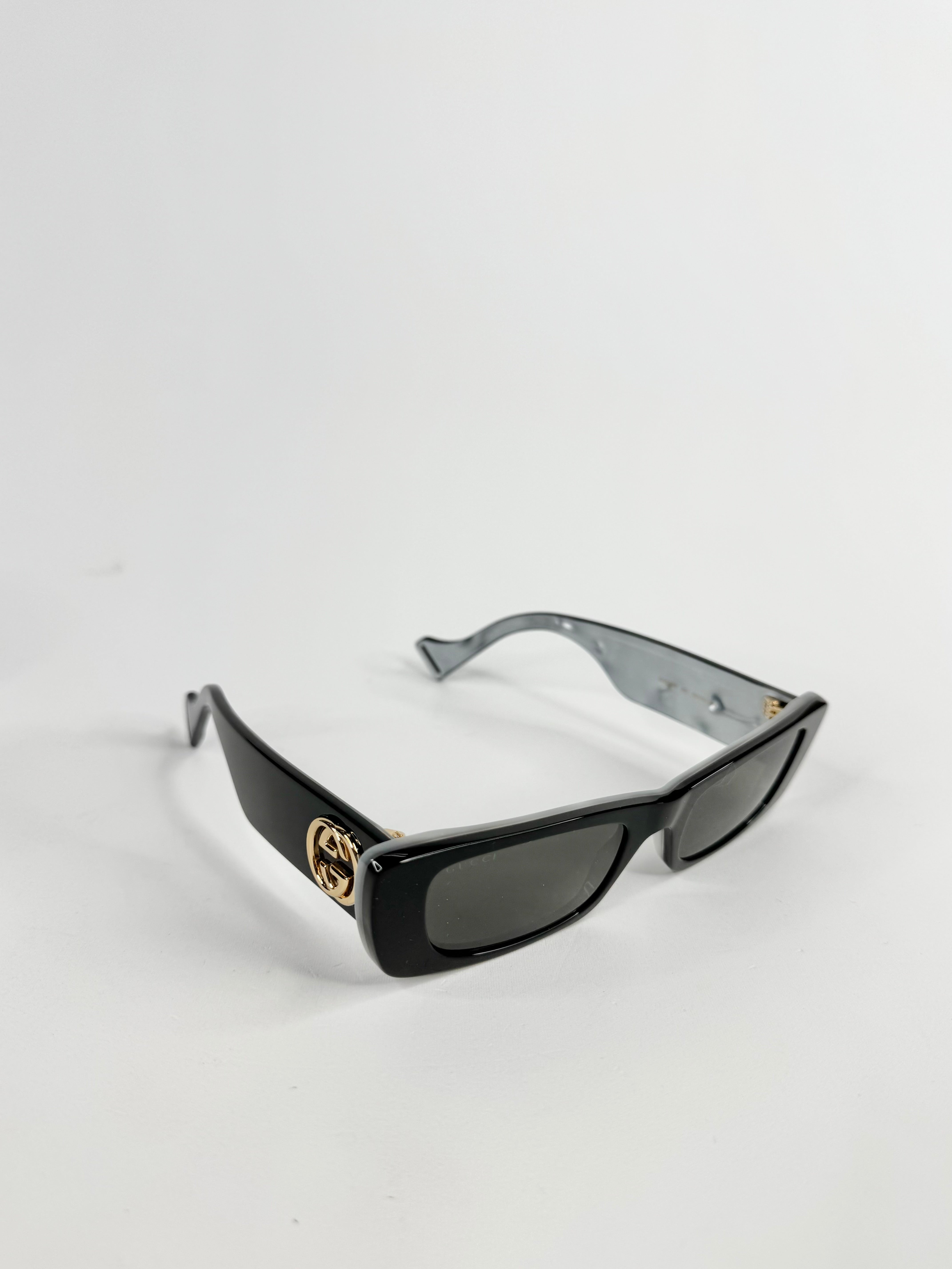 Gucci Black & Blue Rectangular GG Sunglasses