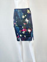 Ted Baker Navy Blue Floral Midi Skirt - AU6